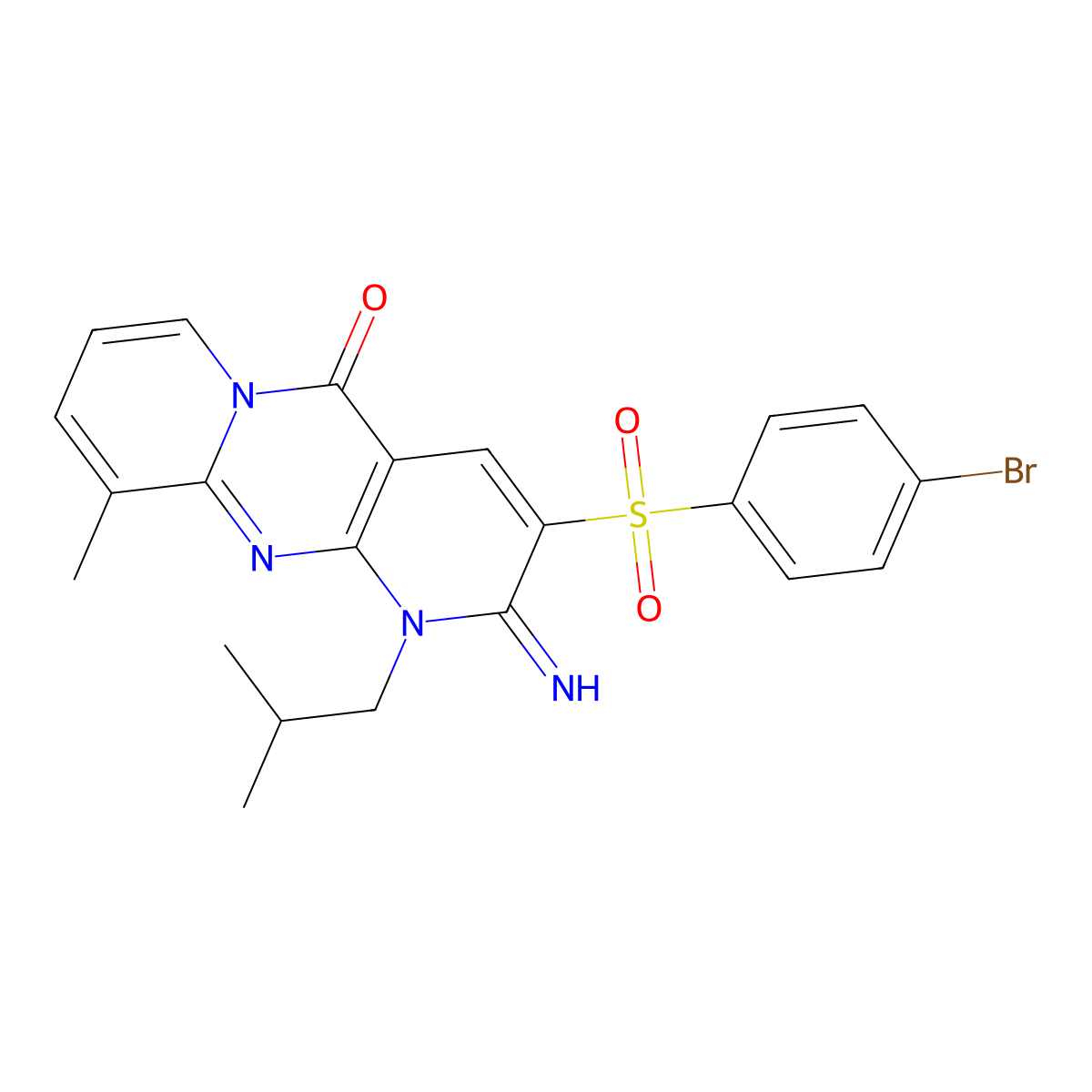 3-[(4-bromophenyl)sulfonyl]-2-imino-10-methyl-1-(2-methylpropyl)-1,2-dihydro-5H-dipyrido[1,2-a:2',3'-d]pyrimidin-5-one molecular structure, CAS 848217-15-2