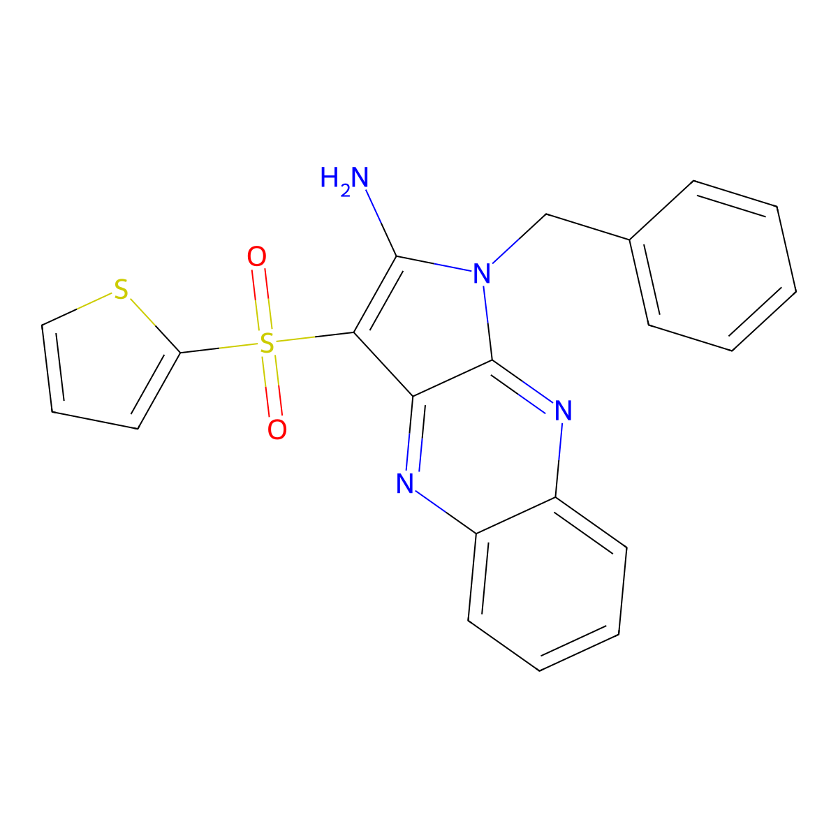 1-Benzyl-3-thiophen-2-ylsulfonylpyrrolo[3,2-b]quinoxalin-2-amine molecular structure, CAS 848217-46-9