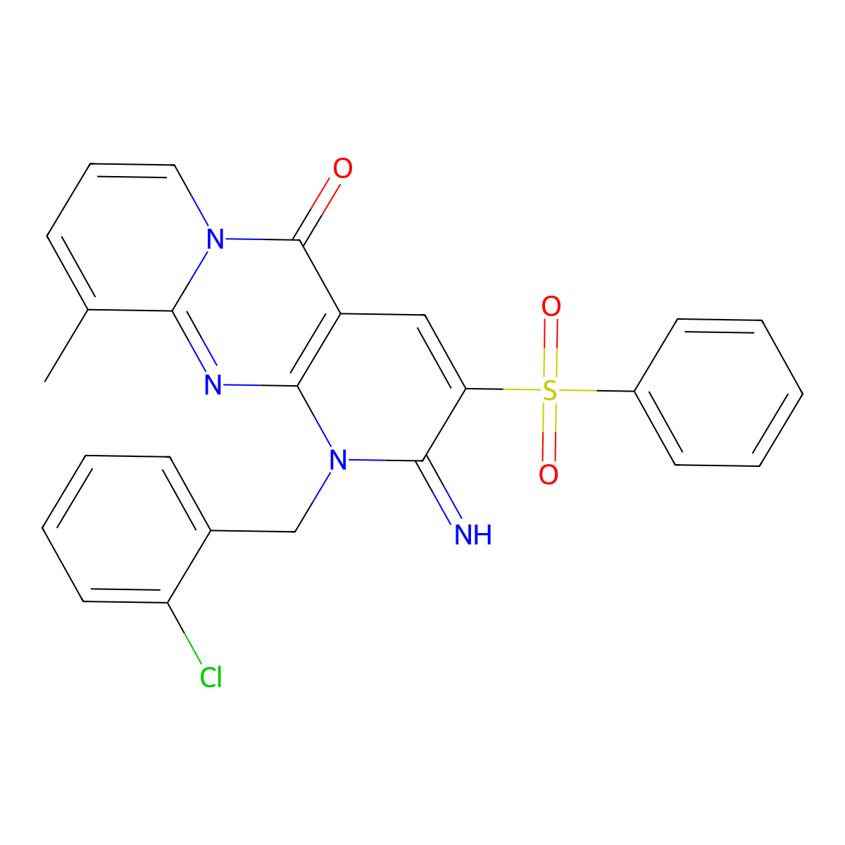 5-(Benzenesulfonyl)-7-[(2-chlorophenyl)methyl]-6-imino-11-methyl-1,7,9-triazatricyclo[8.4.0.0^{3,8}]tetradeca-3(8),4,9,11,13-pentaen-2-one molecular structure, CAS 848217-55-0
