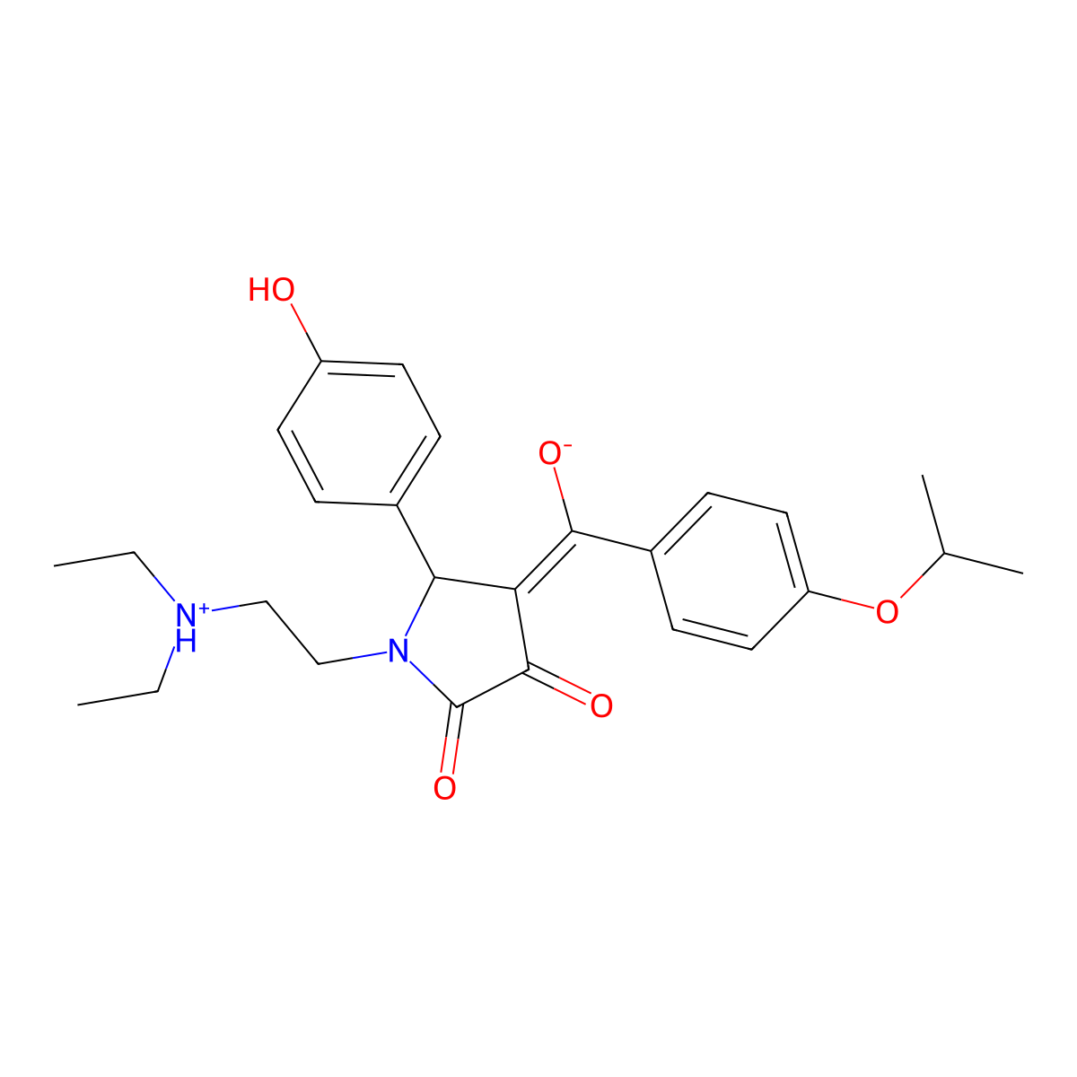1-[2-(diethylamino)ethyl]-3-hydroxy-5-(4-hydroxyphenyl)-4-[4-(propan-2-yloxy)benzoyl]-2,5-dihydro-1H-pyrrol-2-one molecular structure, CAS 848217-77-6