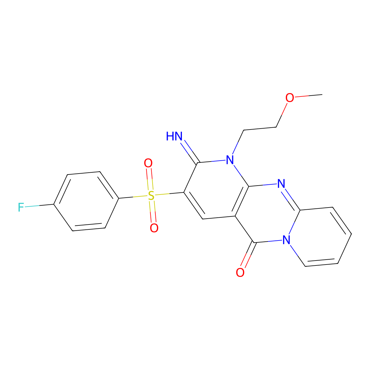 3-((4-fluorophenyl)sulfonyl)-2-imino-1-(2-methoxyethyl)-1H-dipyrido[1,2-a:2',3'-d]pyrimidin-5(2H)-one molecular structure, CAS 848217-78-7