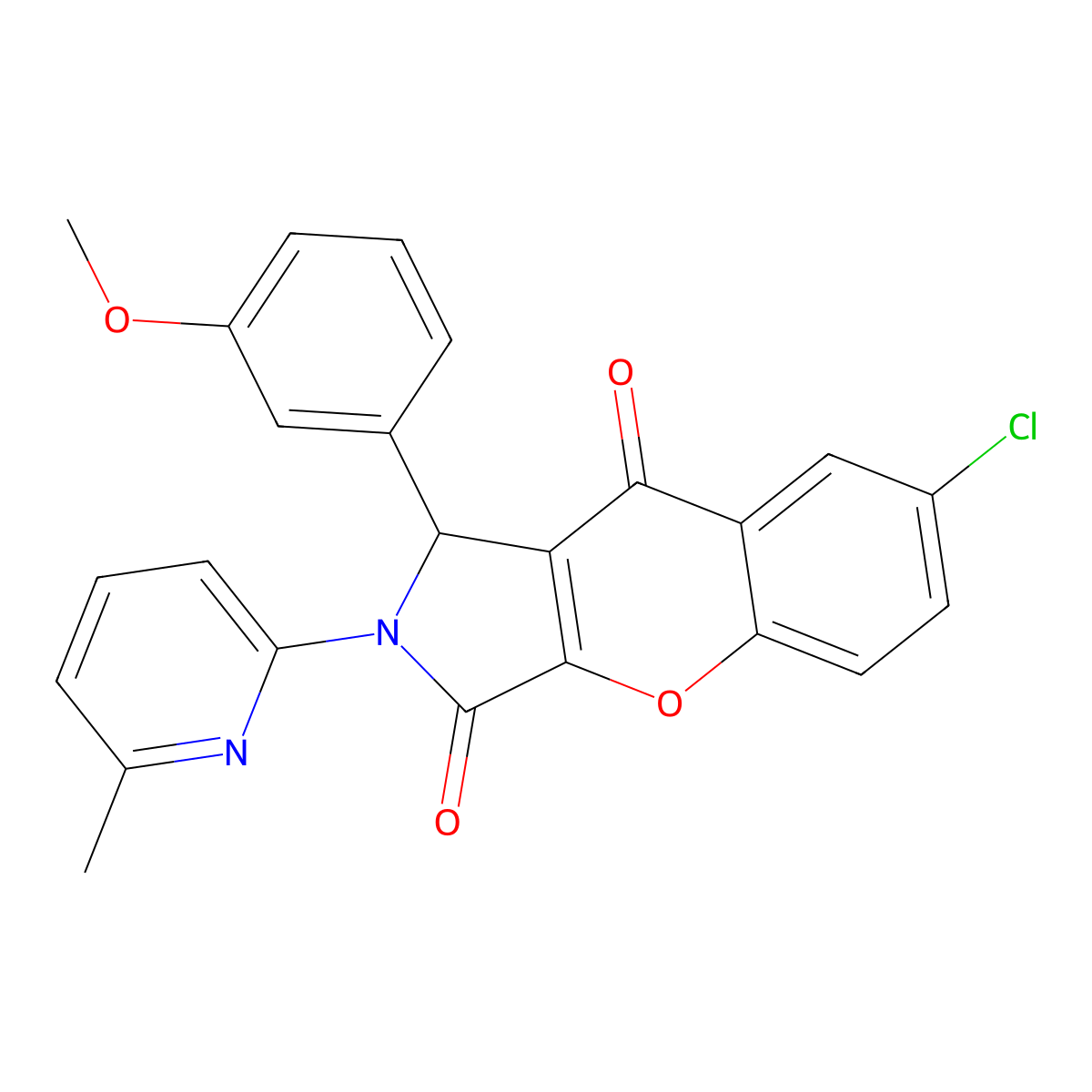 7-Chloro-1-(3-methoxyphenyl)-2-(6-methyl-2-pyridinyl)-1,2-dihydrochromeno[2,3-c]pyrrole-3,9-dione molecular structure, CAS 848217-93-6