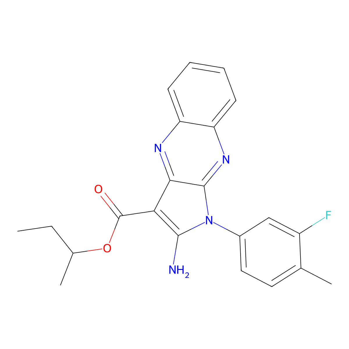 Butan-2-yl 2-amino-1-(3-fluoro-4-methylphenyl)pyrrolo[3,2-b]quinoxaline-3-carboxylate molecular structure, CAS 848218-78-0