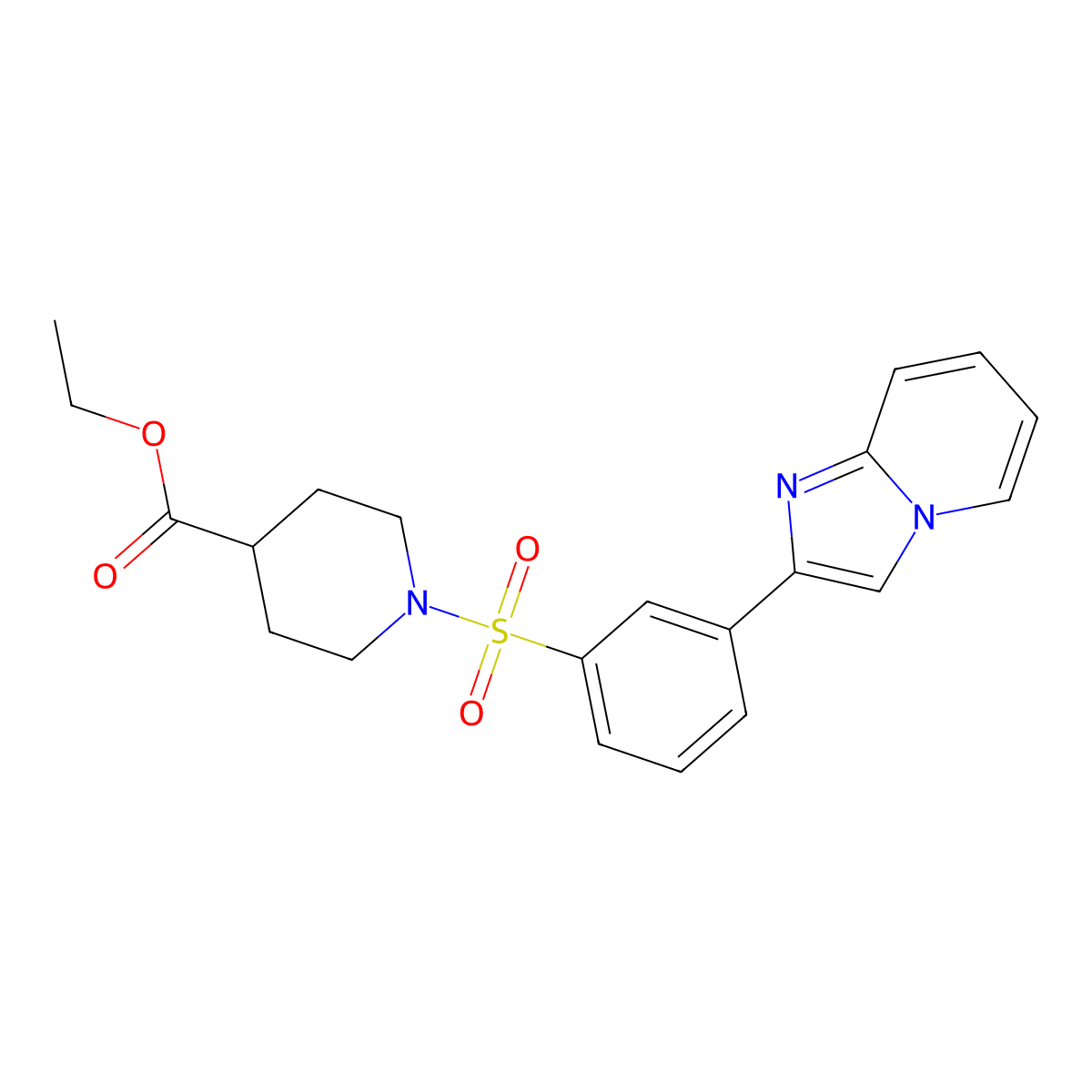 Ethyl 1-[(3-imidazo[1,2-a]pyridin-2-ylphenyl)sulfonyl]-4-piperidinecarboxylate molecular structure, CAS 848219-10-3