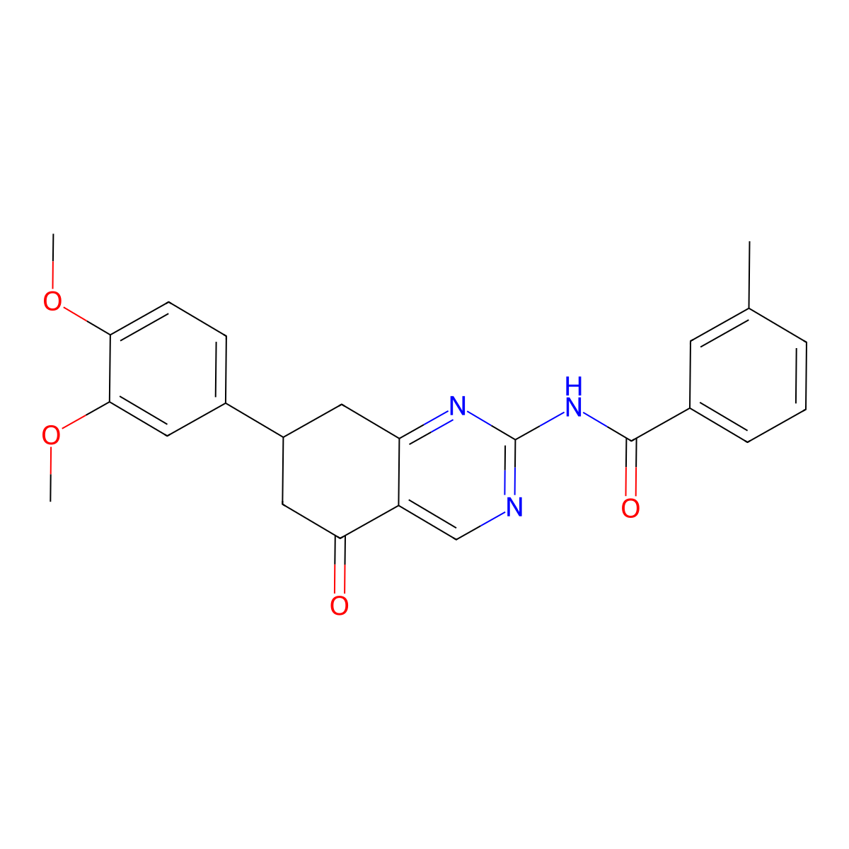 N-[7-(3,4-dimethoxyphenyl)-5-oxo-5,6,7,8-tetrahydroquinazolin-2-yl]-3-methylbenzamide molecular structure, CAS 848219-63-6