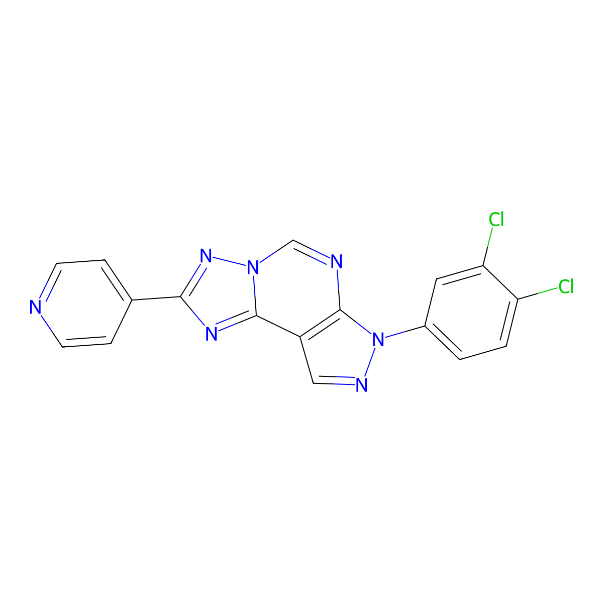 10-(3,4-Dichlorophenyl)-4-(pyridin-4-yl)-3,5,6,8,10,11-hexaazatricyclo[7.3.0.0^{2,6}]dodeca-1(9),2,4,7,11-pentaene molecular structure, CAS 848219-92-1