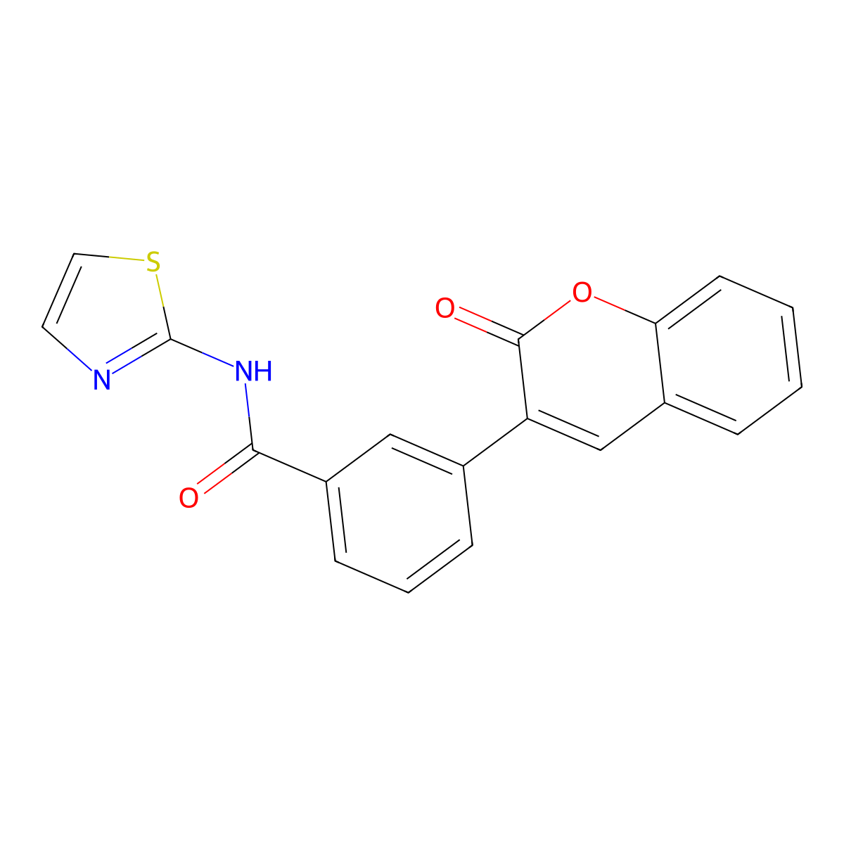 3-(2-oxochromen-3-yl)-N-(1,3-thiazol-2-yl)benzamide molecular structure, CAS 848220-03-1