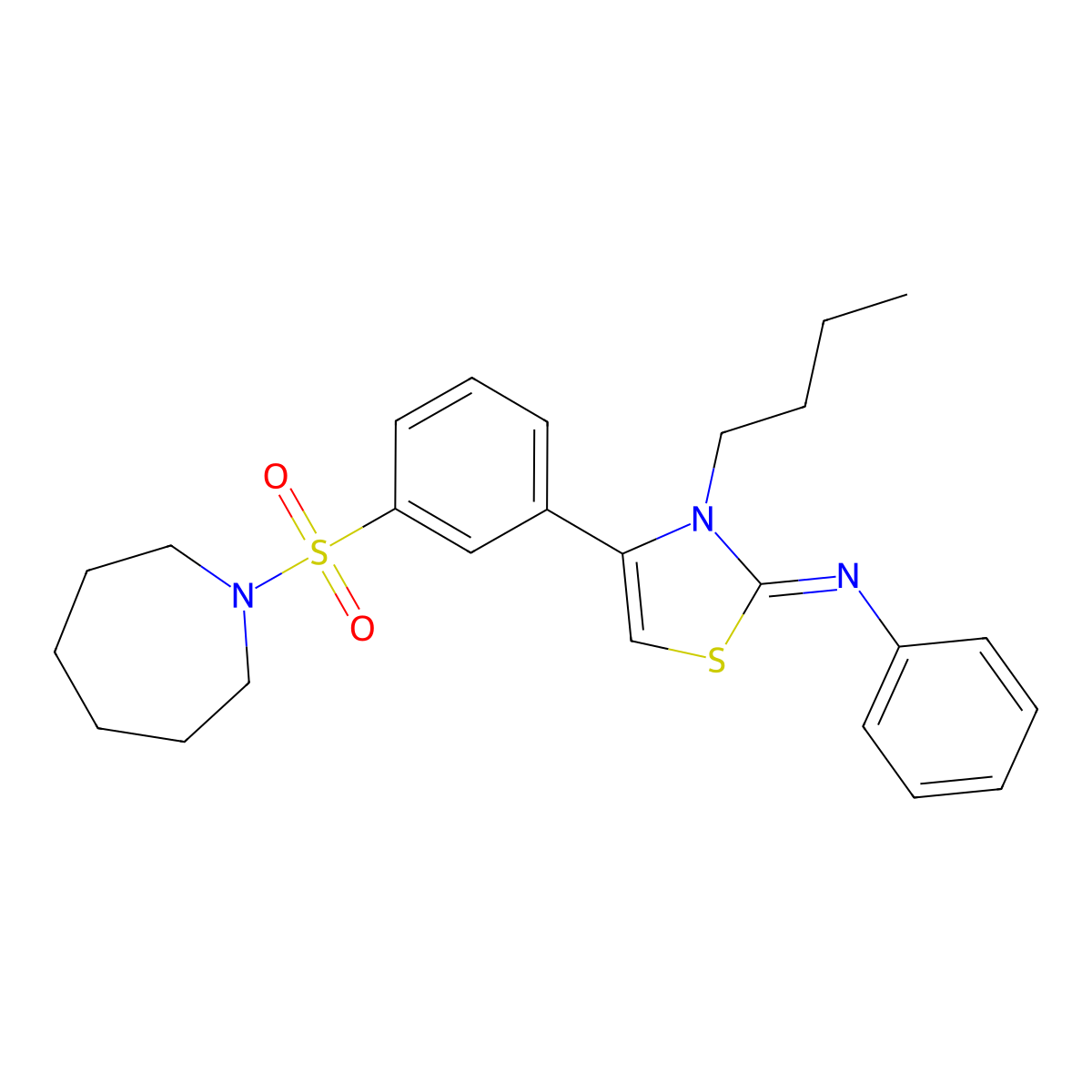 N-[(2Z)-4-[3-(azepan-1-ylsulfonyl)phenyl]-3-butyl-1,3-thiazol-2(3H)-ylidene]aniline molecular structure, CAS 848220-13-3