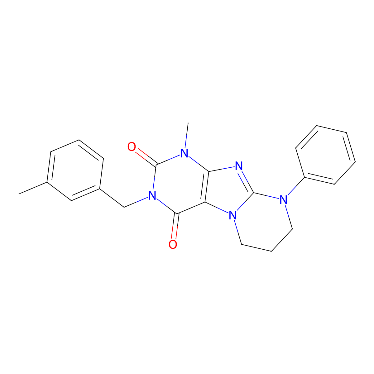 1-methyl-3-[(3-methylphenyl)methyl]-9-phenyl-7,8-dihydro-6H-purino[7,8-a]pyrimidine-2,4-dione molecular structure, CAS 848220-24-6