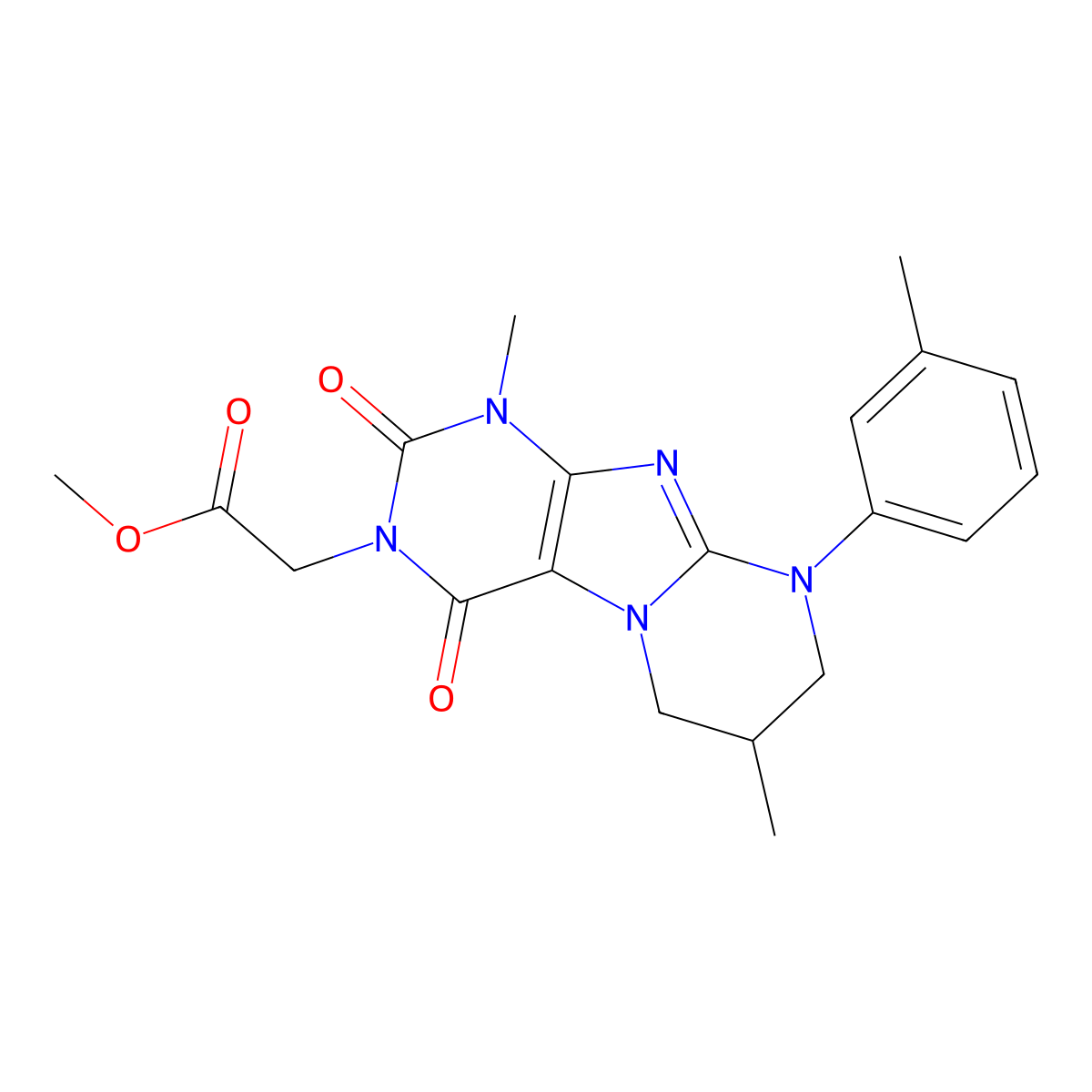 methyl 2-[1,7-dimethyl-9-(3-methylphenyl)-2,4-dioxo-7,8-dihydro-6H-purino[7,8-a]pyrimidin-3-yl]acetate molecular structure, CAS 848220-48-4