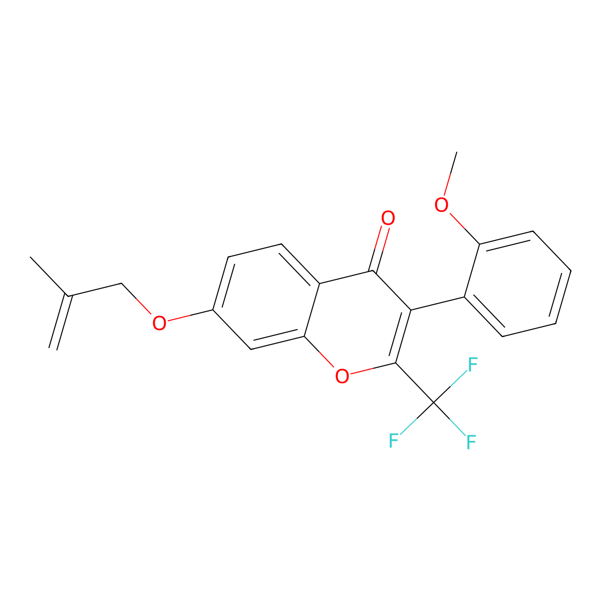 3-(2-methoxyphenyl)-7-((2-methylallyl)oxy)-2-(trifluoromethyl)-4H-chromen-4-one molecular structure, CAS 848220-86-0