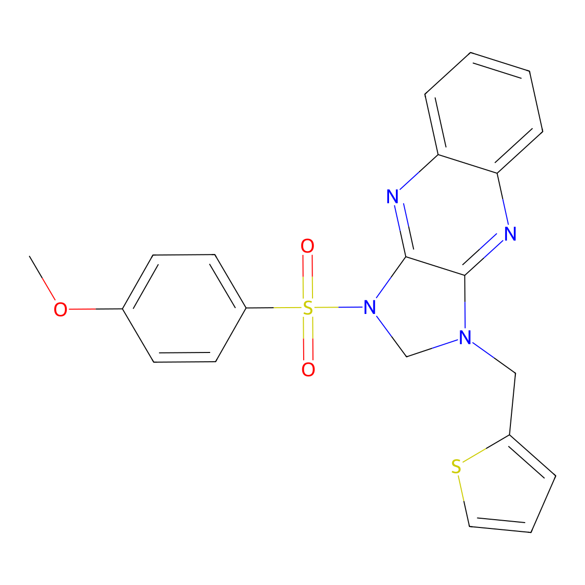 1-((4-methoxyphenyl)sulfonyl)-3-(thiophen-2-ylmethyl)-2,3-dihydro-1H-imidazo[4,5-b]quinoxaline molecular structure, CAS 848221-06-7