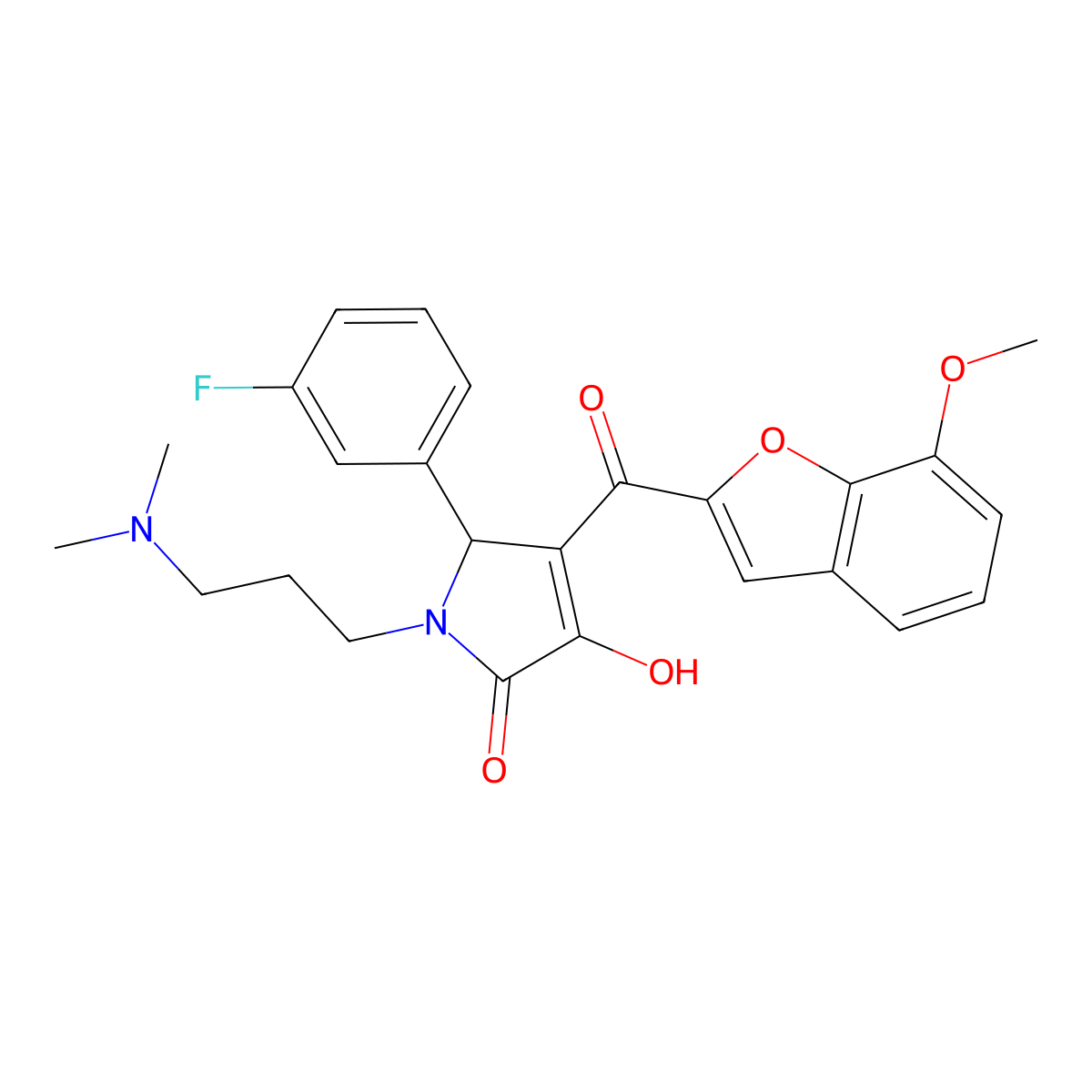 1-[3-(Dimethylamino)propyl]-5-(3-fluorophenyl)-3-hydroxy-4-[(7-methoxybenzo[d] furan-2-yl)carbonyl]-3-pyrrolin-2-one molecular structure, CAS 848221-28-3