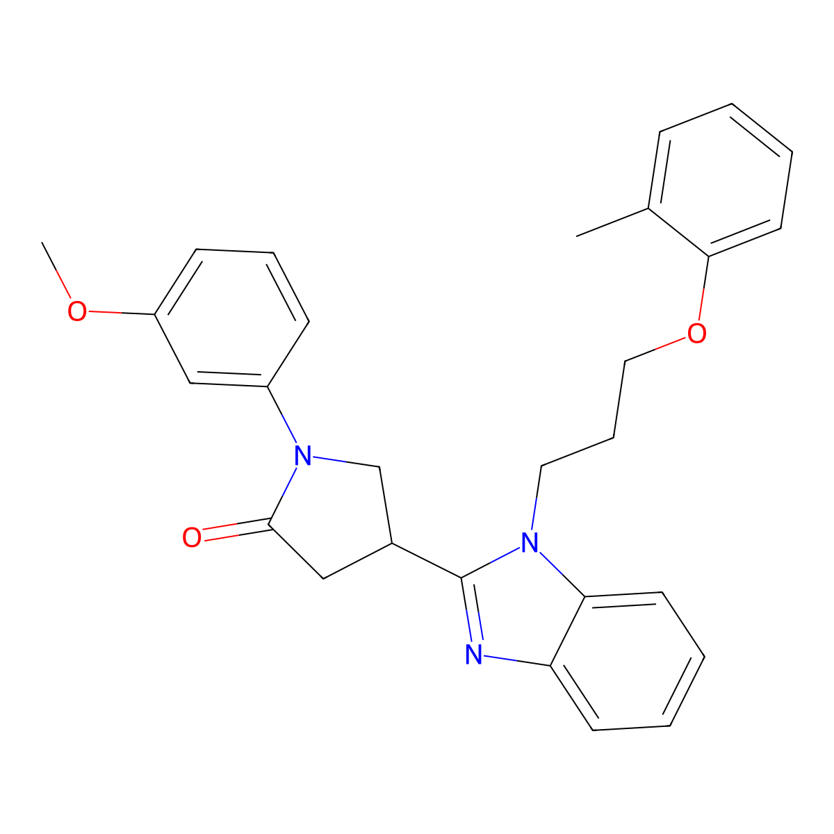 1-(3-methoxyphenyl)-4-(1-(3-(o-tolyloxy)propyl)-1H-benzo[d]imidazol-2-yl)pyrrolidin-2-one molecular structure, CAS 848221-41-0