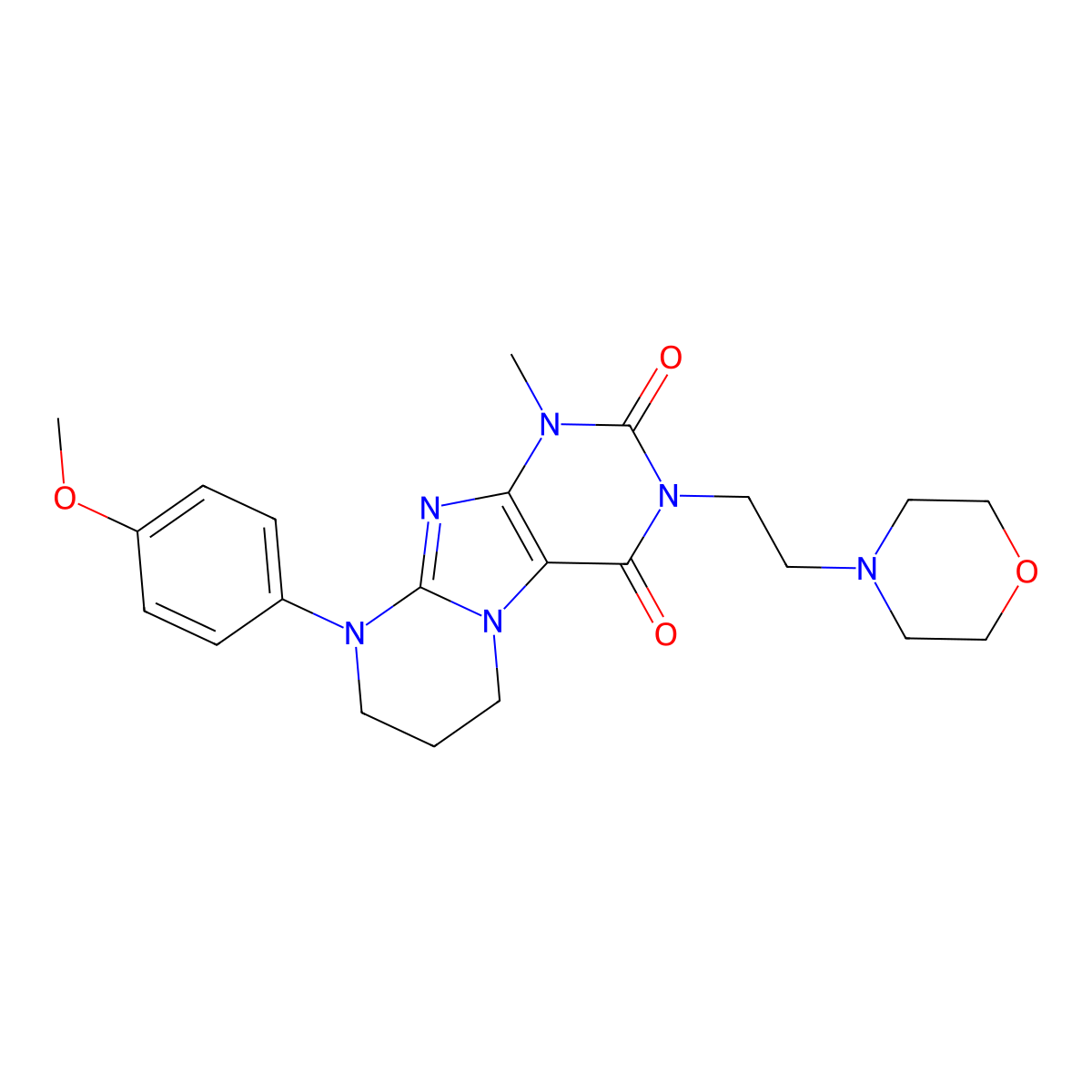 9-(4-methoxyphenyl)-1-methyl-3-(2-morpholin-4-ylethyl)-7,8-dihydro-6H-purino[7,8-a]pyrimidine-2,4-dione molecular structure, CAS 848222-17-3