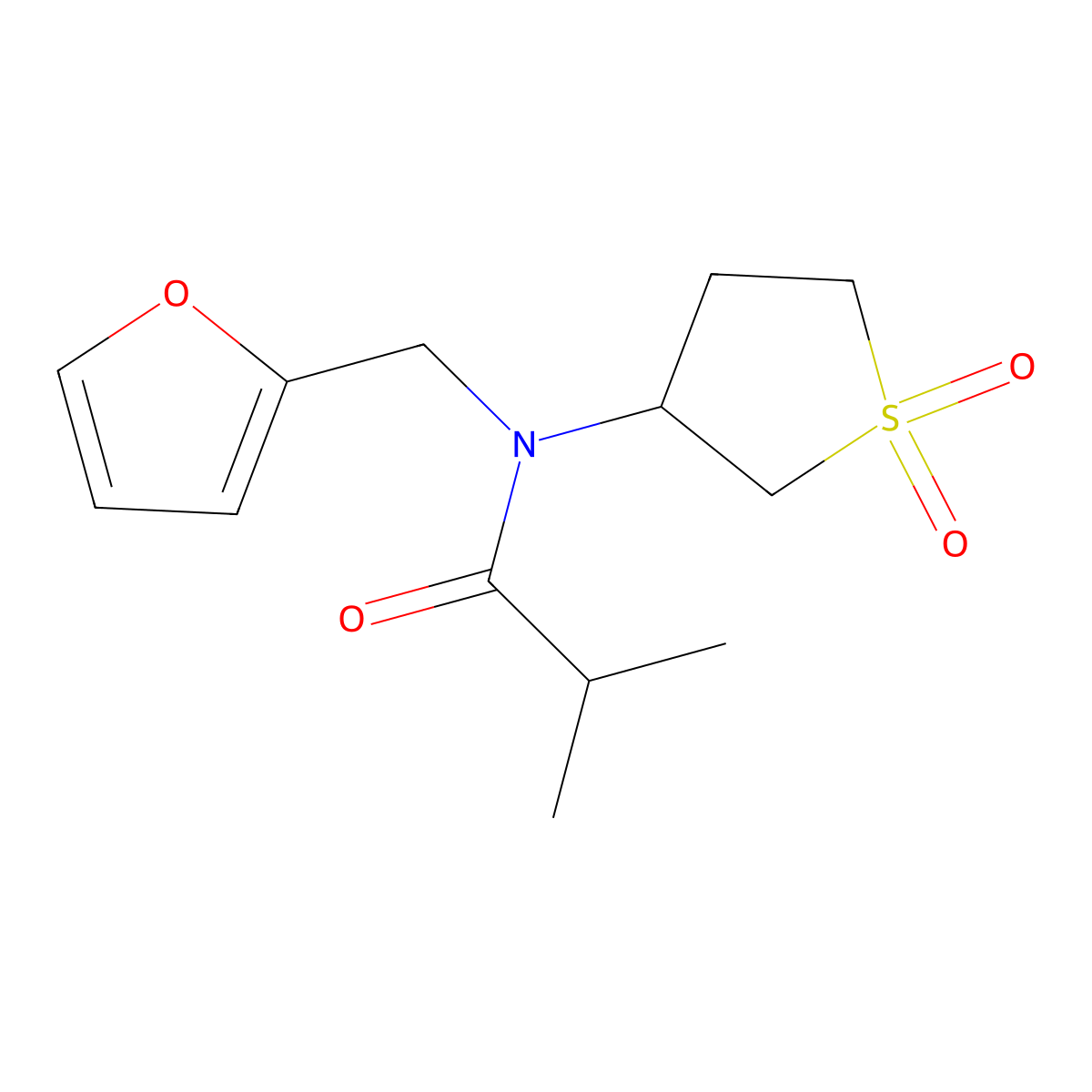 N-(1,1-dioxothiolan-3-yl)-N-(furan-2-ylmethyl)-2-methylpropanamide molecular structure, CAS 848222-85-5