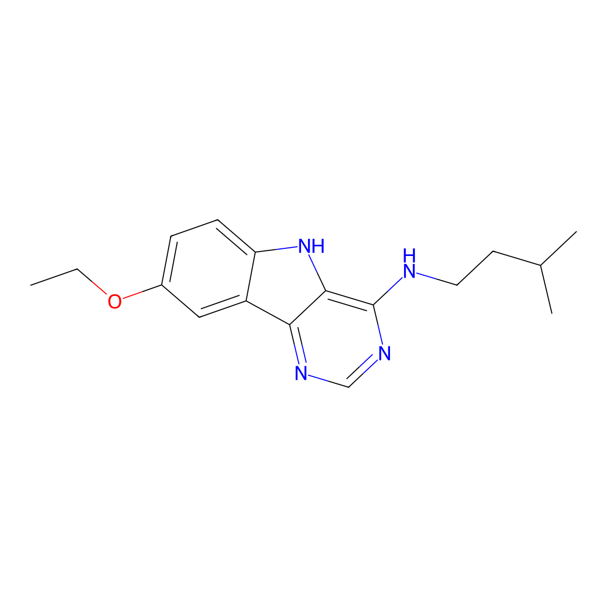 8-ethoxy-N-(3-methylbutyl)-5H-pyrimido[5,4-b]indol-4-amine molecular structure, CAS 848222-95-7