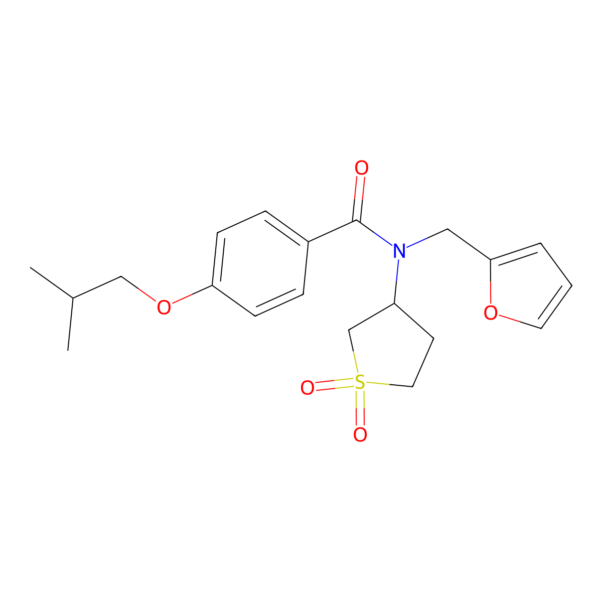 N-(1,1-dioxidotetrahydrothiophen-3-yl)-N-(furan-2-ylmethyl)-4-(2-methylpropoxy)benzamide molecular structure, CAS 848222-96-8