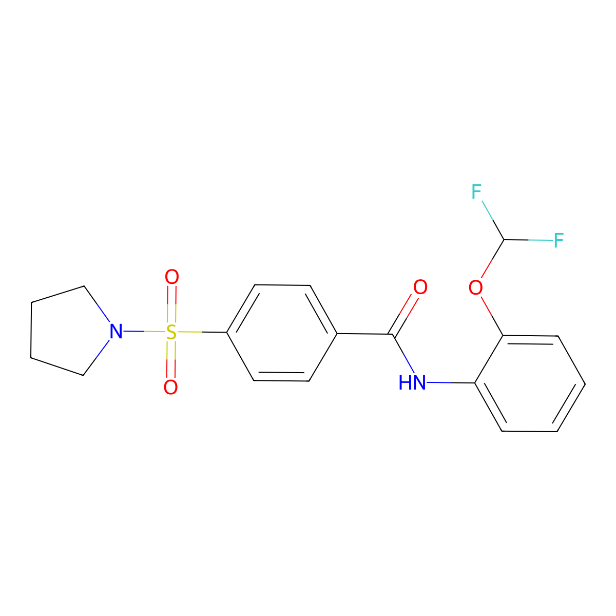 N-[2-(difluoromethoxy)phenyl]-4-pyrrolidin-1-ylsulfonylbenzamide molecular structure, CAS 848224-83-9