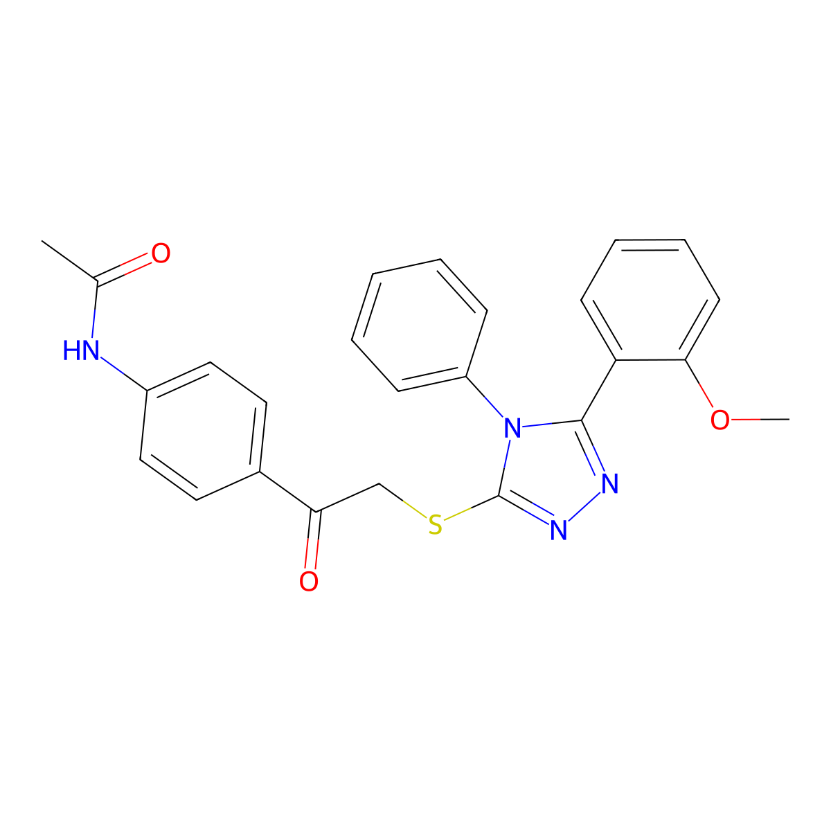 N-[4-[2-[[5-(2-methoxyphenyl)-4-phenyl-1,2,4-triazol-3-yl]sulfanyl]acetyl]phenyl]acetamide molecular structure, CAS 848229-39-0