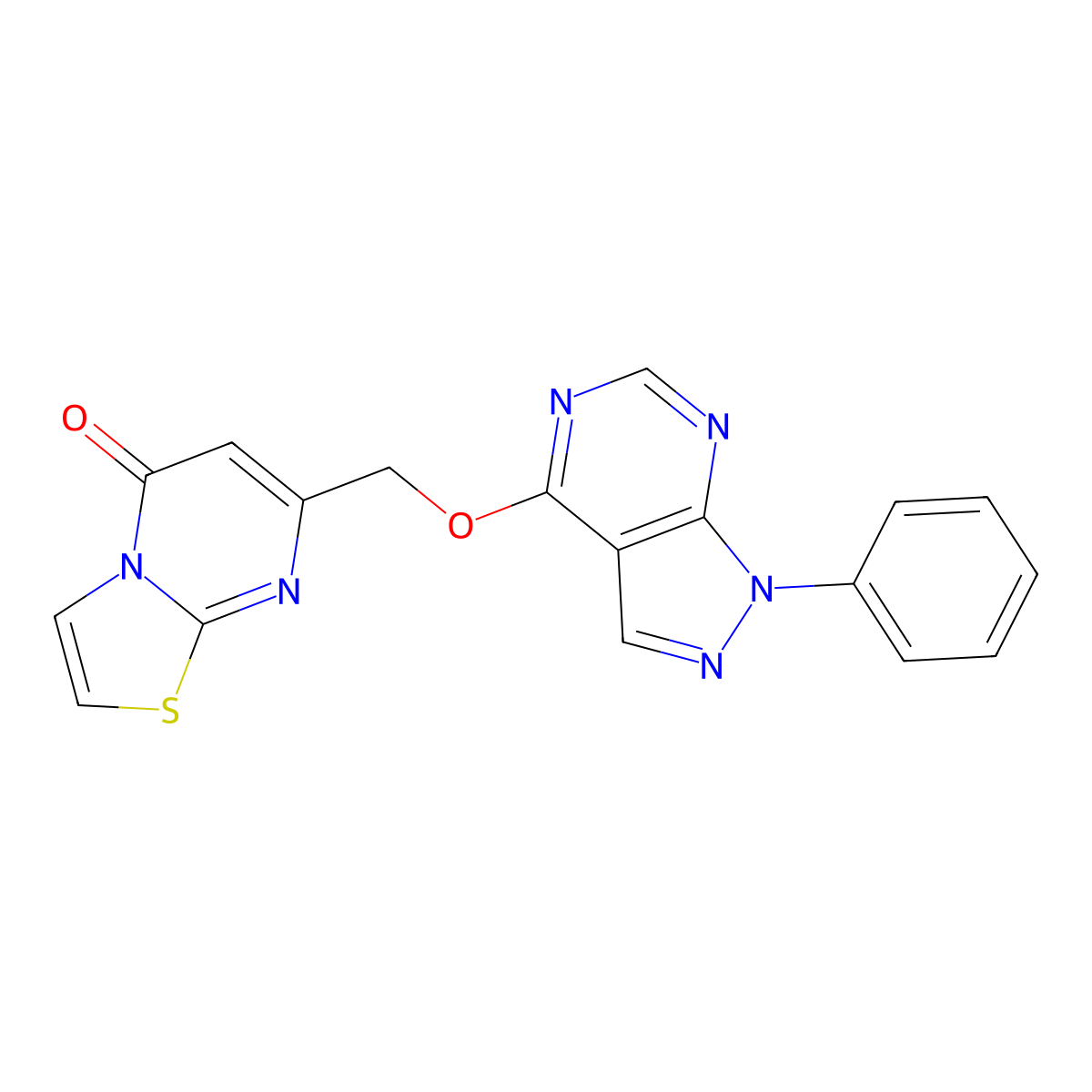7-[({1-phenyl-1H-pyrazolo[3,4-d]pyrimidin-4-yl}oxy)methyl]-5H-[1,3]thiazolo[3,2-a]pyrimidin-5-one molecular structure, CAS 848230-67-1