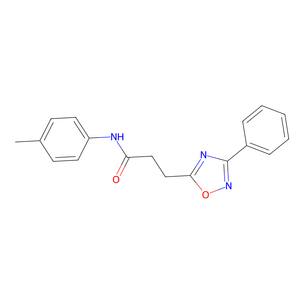 N-(4-methylphenyl)-3-(3-phenyl-1,2,4-oxadiazol-5-yl)propanamide molecular structure, CAS 848233-96-5