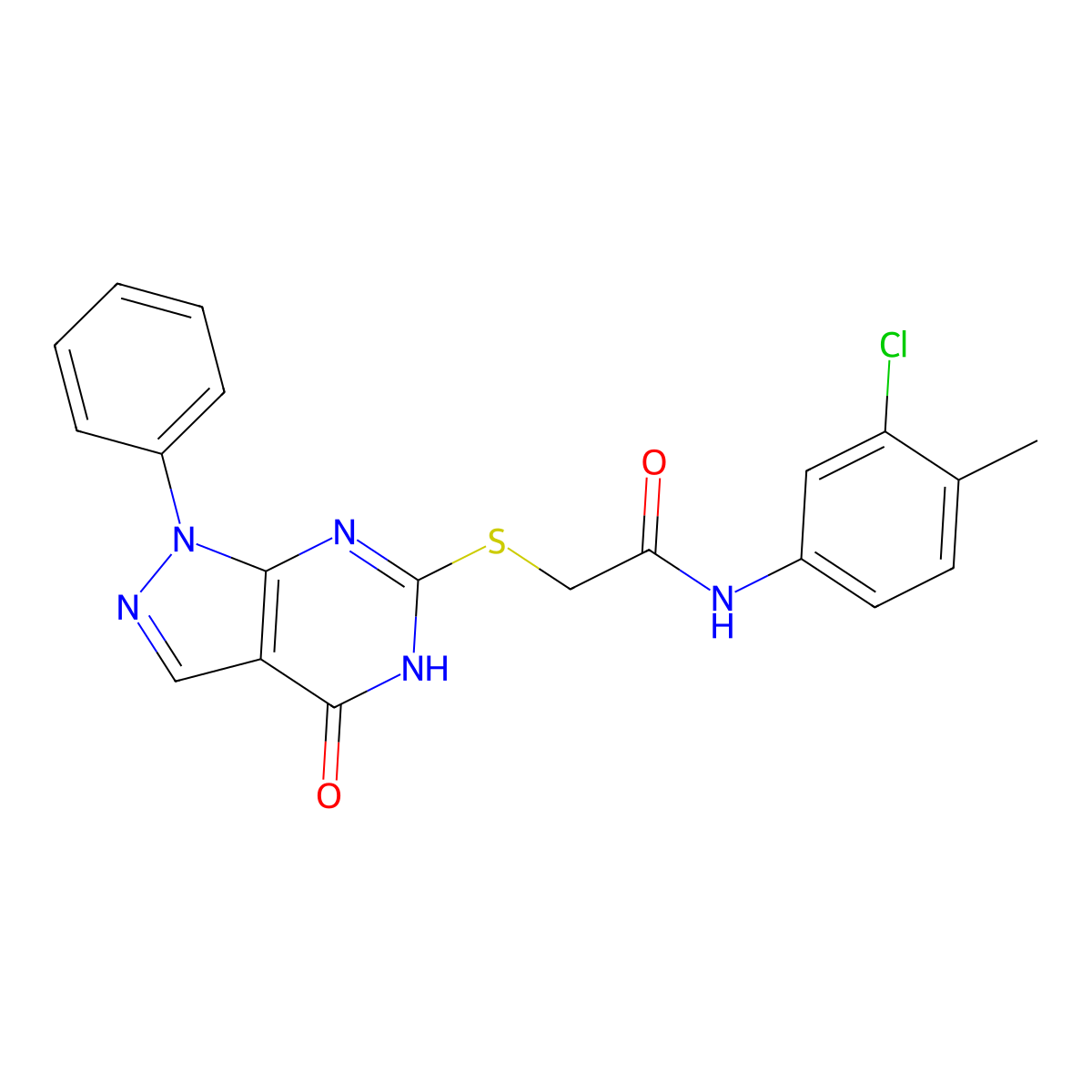 N-(3-chloro-4-methylphenyl)-2-((4-oxo-1-phenyl-4,5-dihydro-1H-pyrazolo[3,4-d]pyrimidin-6-yl)thio)acetamide molecular structure, CAS 848234-84-4