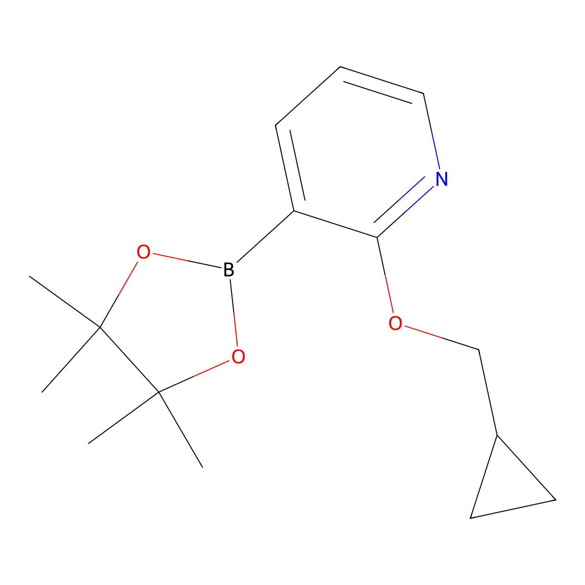 2-(Cyclopropylmethoxy)-3-(4,4,5,5-tetramethyl-1,3,2-dioxaborolan-2-yl)pyridine molecular structure, CAS 848243-26-5