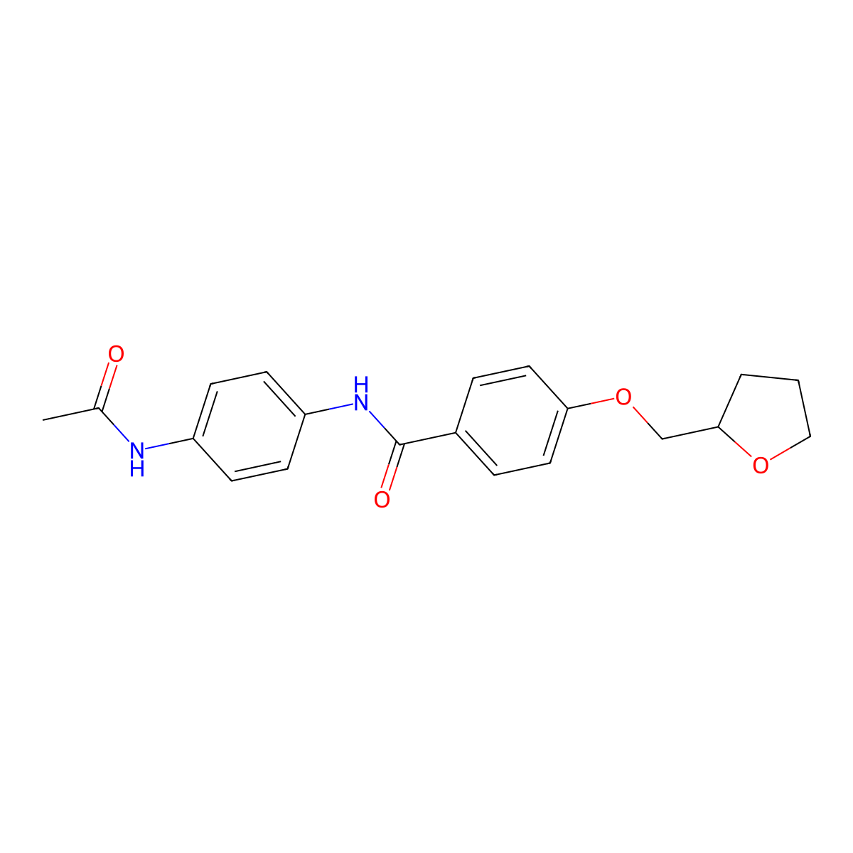 N-(4-acetamidophenyl)-4-(oxolan-2-ylmethoxy)benzamide molecular structure, CAS 848247-93-8