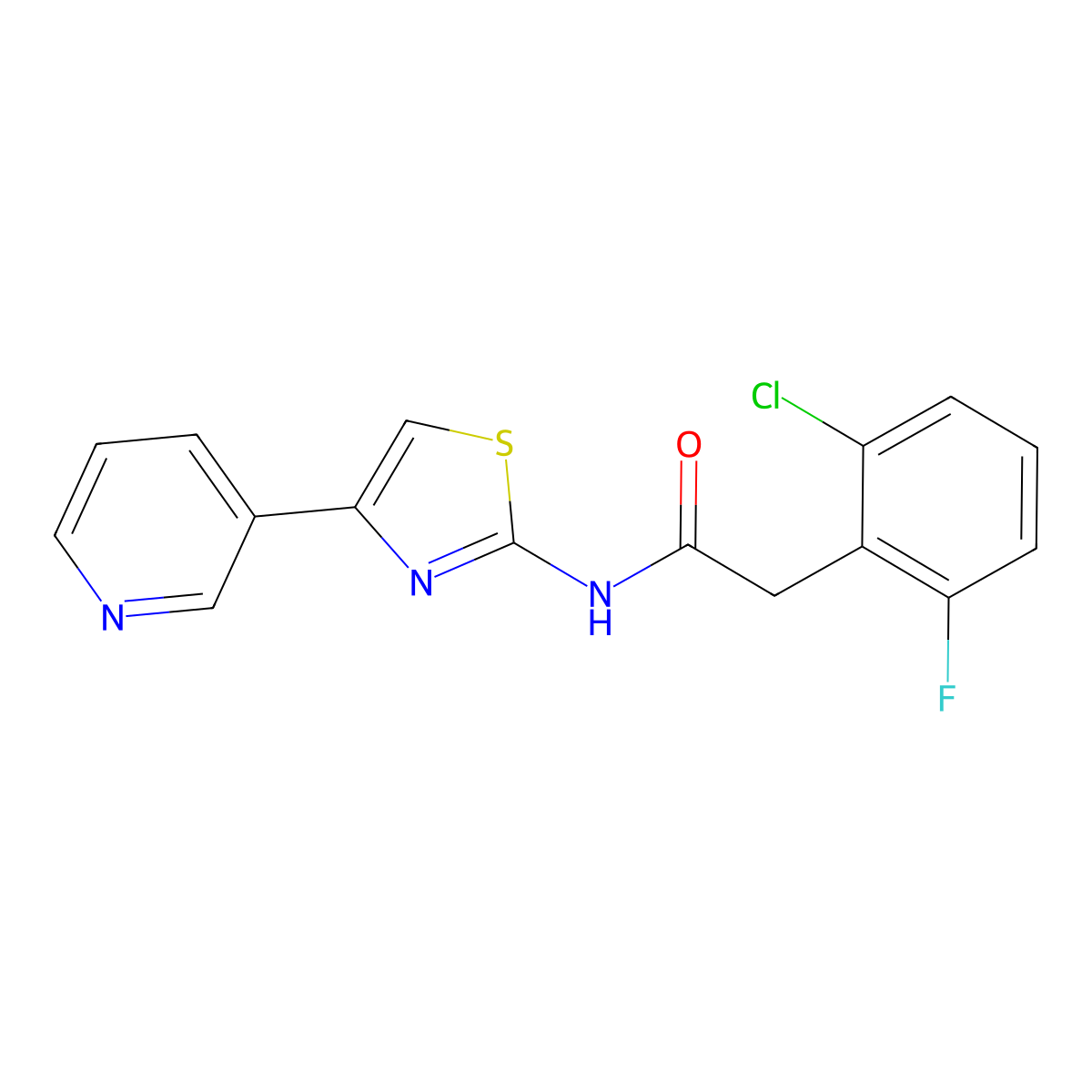 2-(2-chloro-6-fluorophenyl)-N-(4-(pyridin-3-yl)thiazol-2-yl)acetamide molecular structure, CAS 848249-85-4