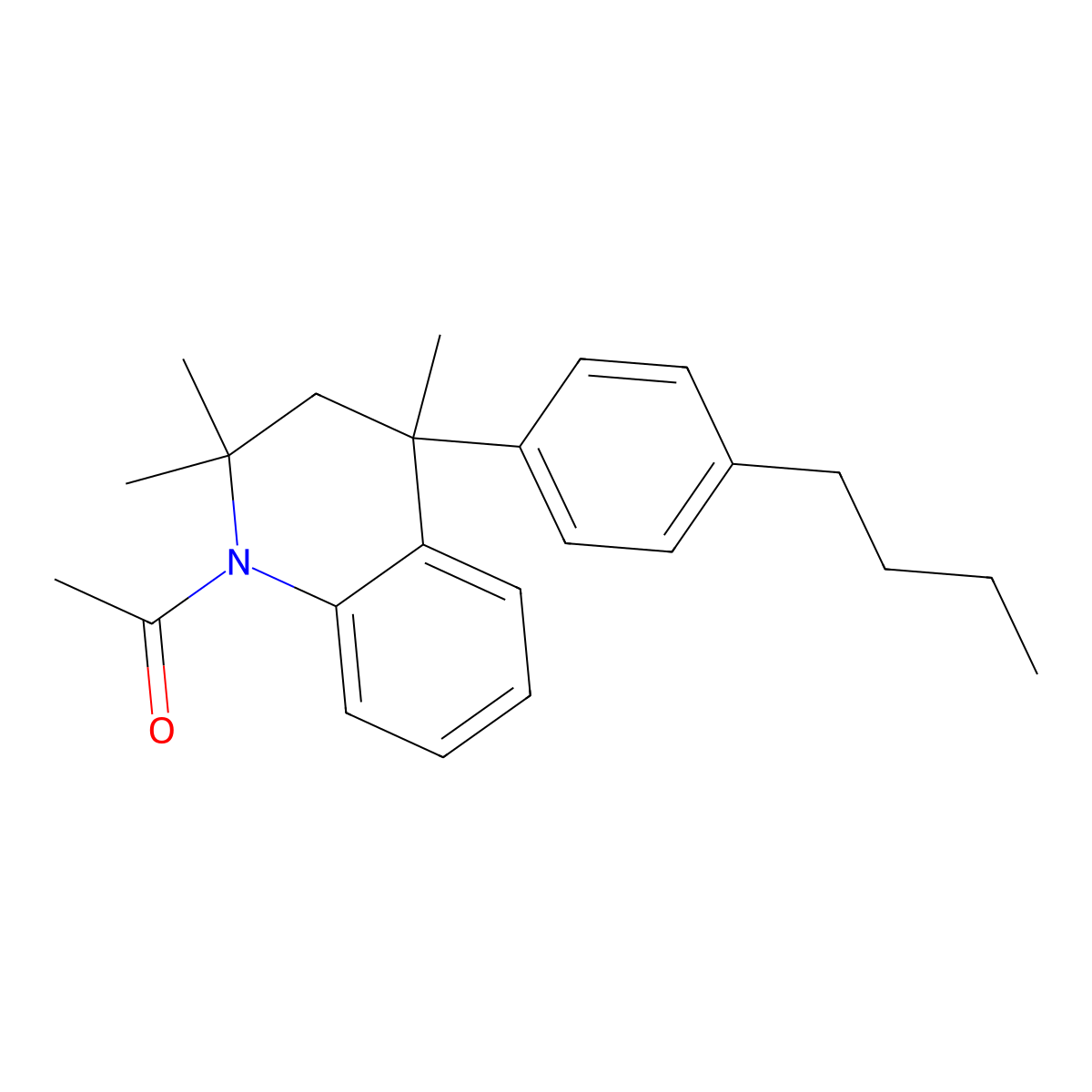 1-[4-(4-butylphenyl)-2,2,4-trimethyl-3H-quinolin-1-yl]ethanone molecular structure, CAS 84825-21-8