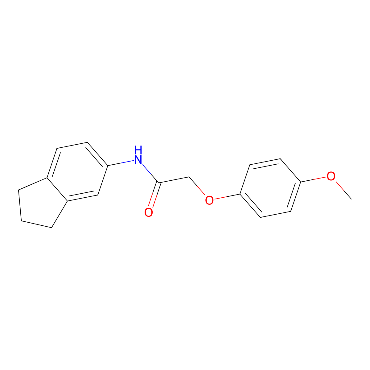 N-(2,3-dihydro-1H-inden-5-yl)-2-(4-methoxyphenoxy)acetamide molecular structure, CAS 848253-98-5