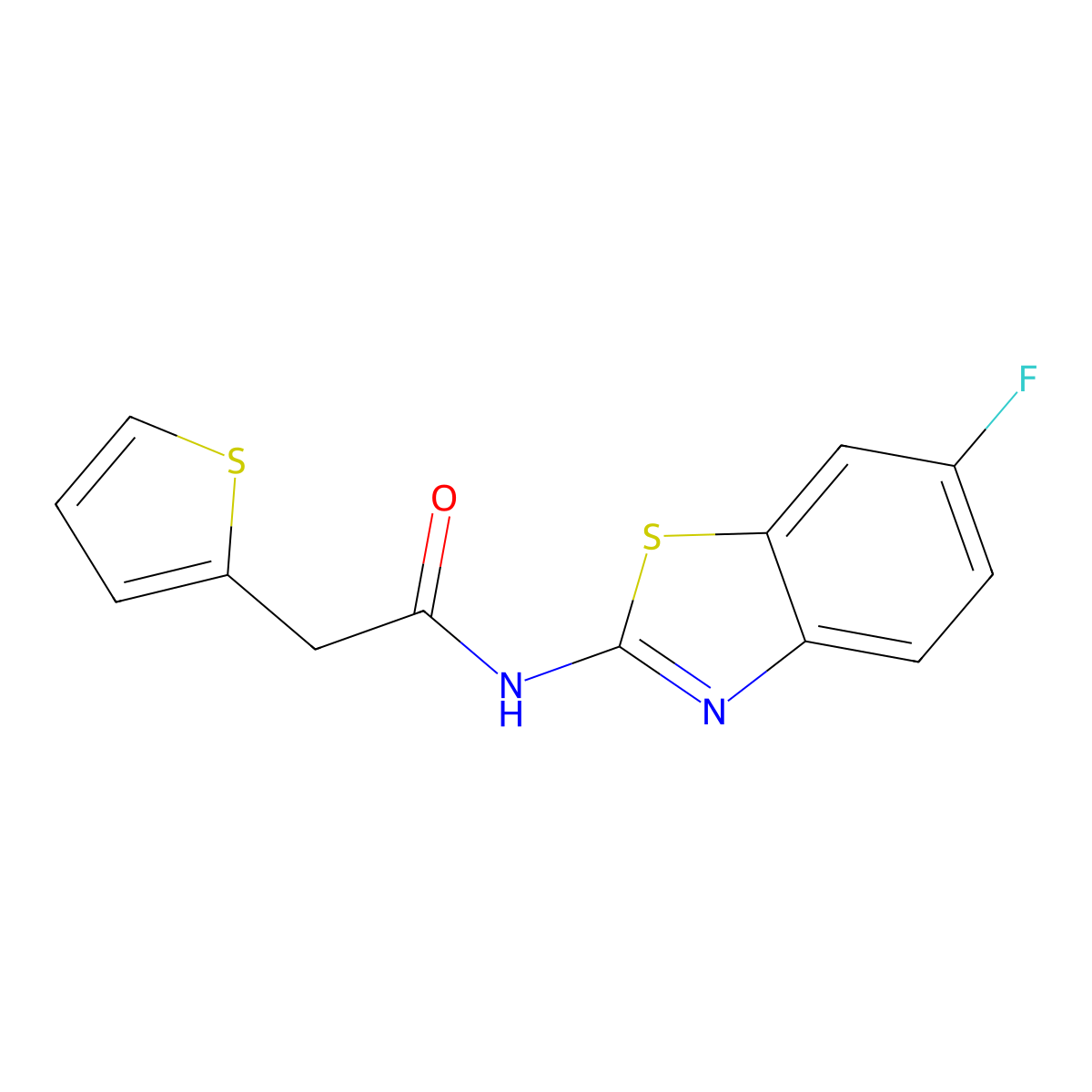 N-(6-fluorobenzo[d]thiazol-2-yl)-2-(thiophen-2-yl)acetamide molecular structure, CAS 848257-85-2