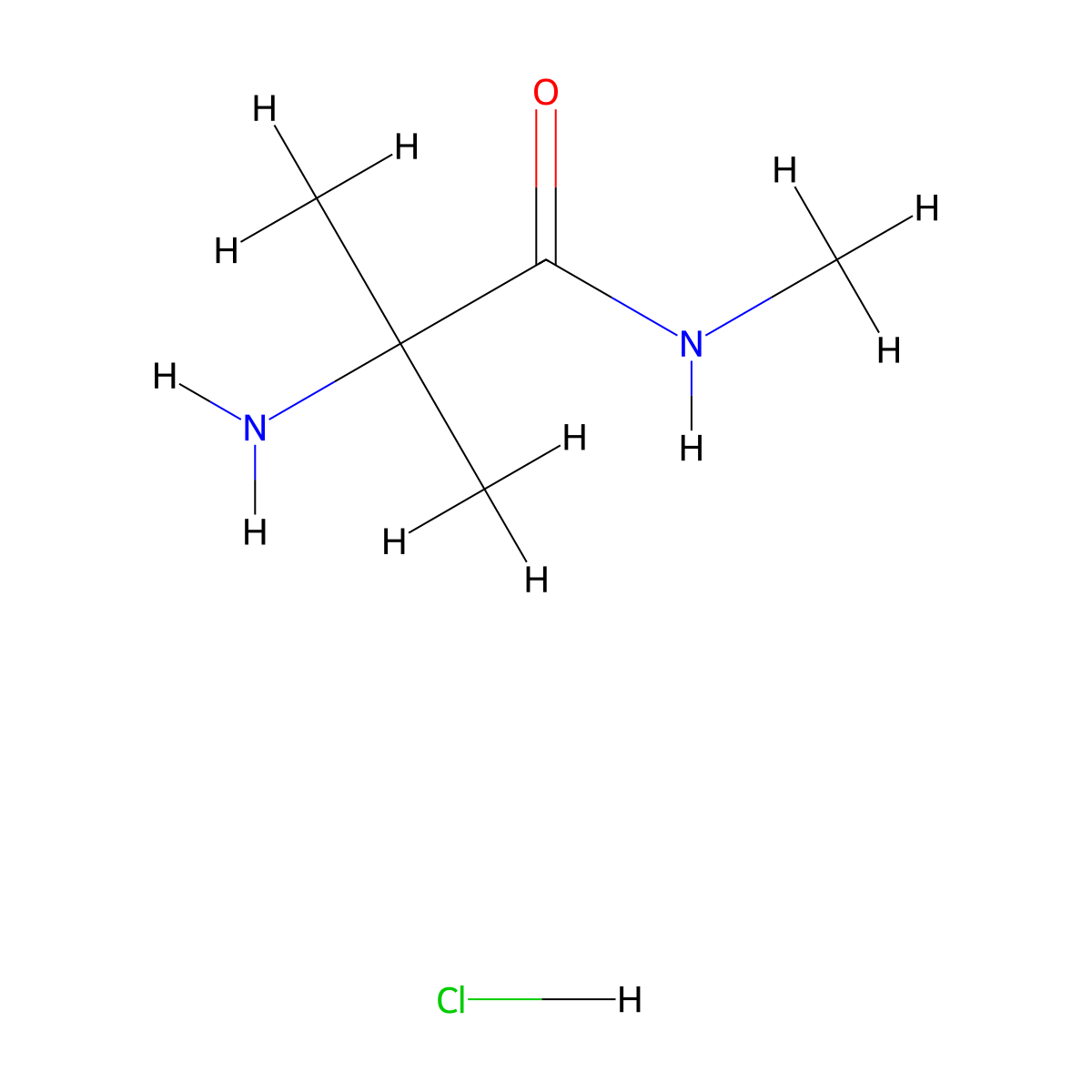 2-amino-N,2-dimethylpropanamide hydrochloride molecular structure, CAS 84827-06-5
