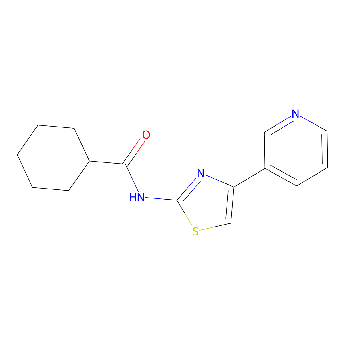 N-[4-(pyridin-3-yl)-1,3-thiazol-2-yl]cyclohexanecarboxamide molecular structure, CAS 848273-74-5