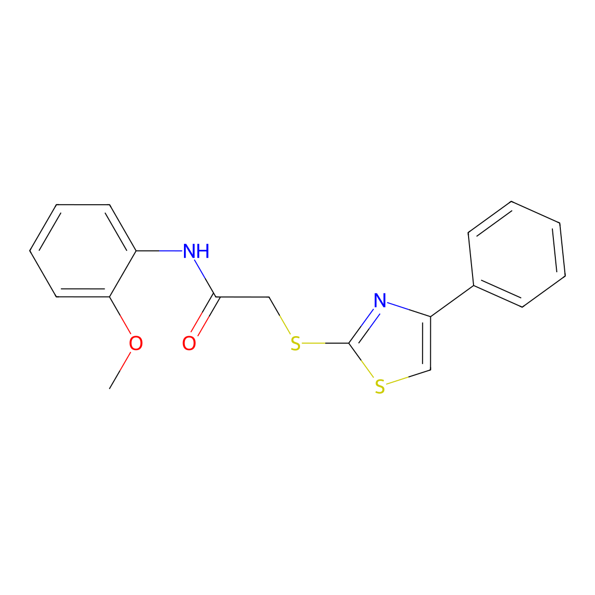 N-(2-methoxyphenyl)-2-[(4-phenyl-1,3-thiazol-2-yl)sulfanyl]acetamide molecular structure, CAS 848277-06-5