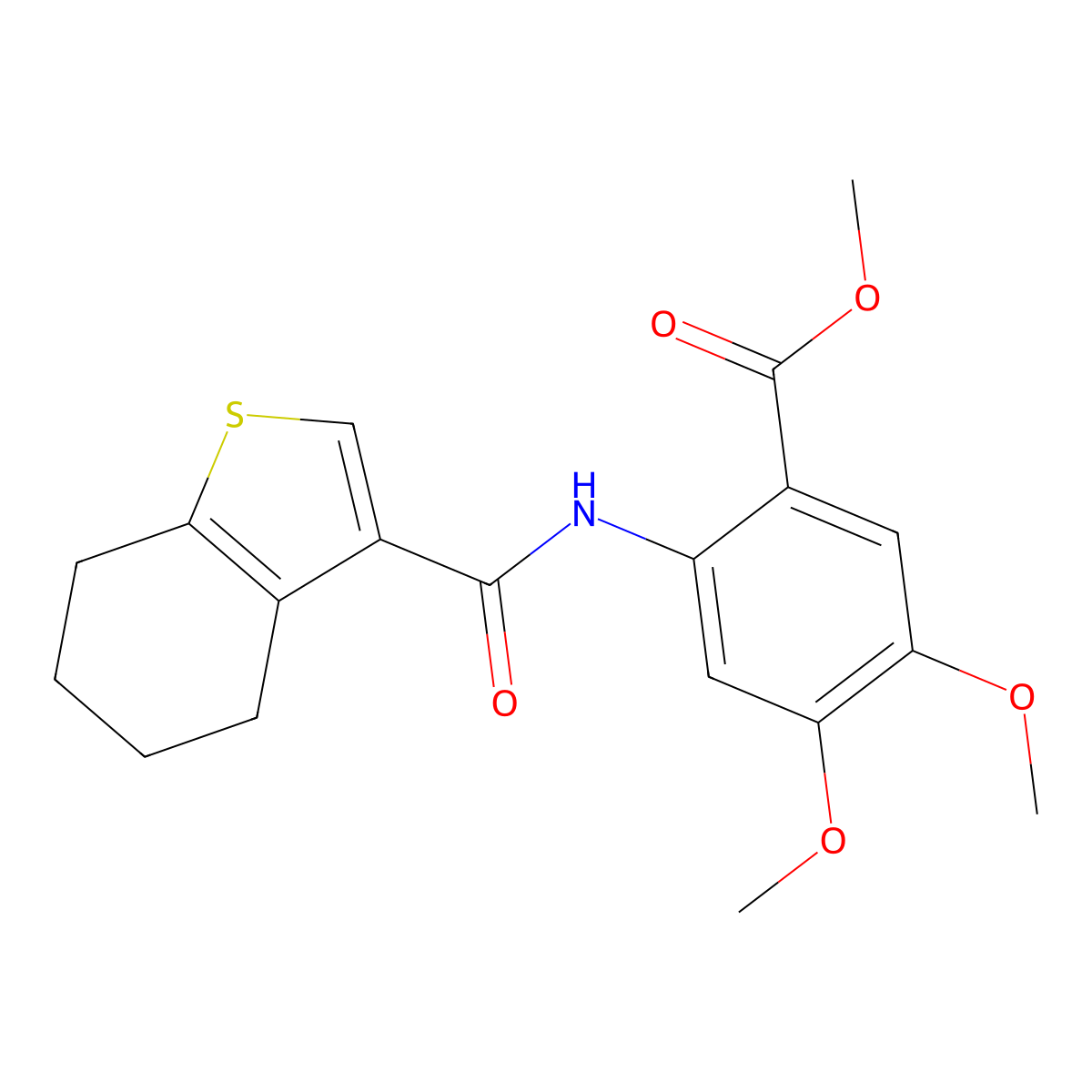 Methyl 4,5-dimethoxy-2-[(4,5,6,7-tetrahydro-1-benzothiophen-3-ylcarbonyl)amino]benzoate molecular structure, CAS 848278-35-3