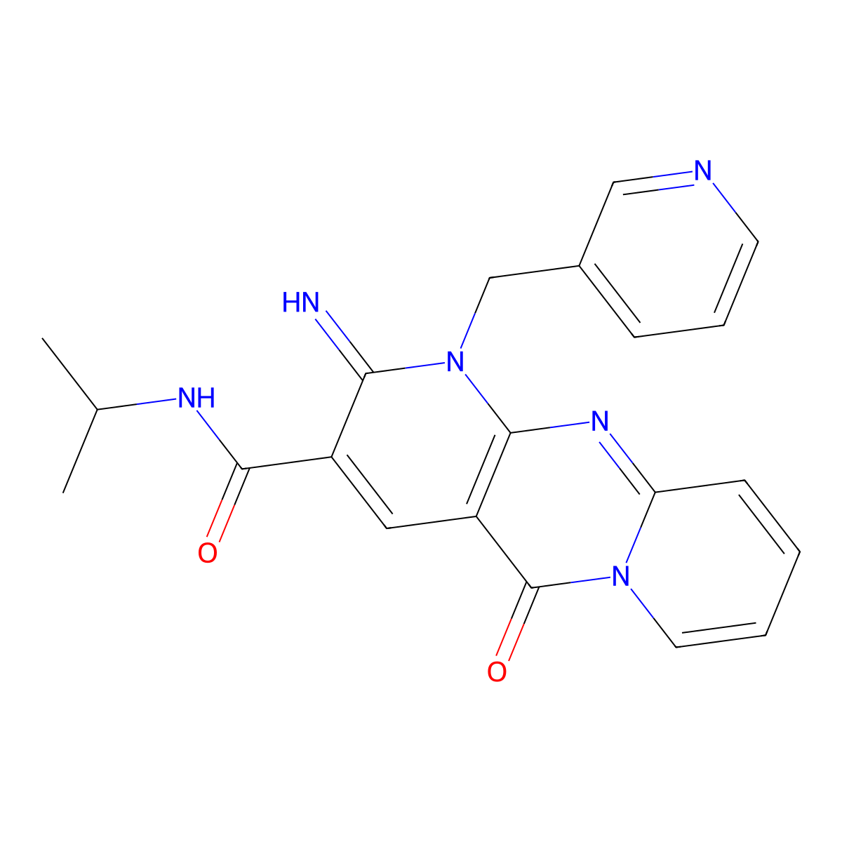 6-imino-2-oxo-N-(propan-2-yl)-7-[(pyridin-3-yl)methyl]-1,7,9-triazatricyclo[8.4.0.0^{3,8}]tetradeca-3(8),4,9,11,13-pentaene-5-carboxamide molecular structure, CAS 848278-72-8