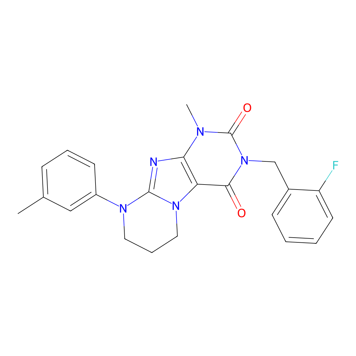 3-[(2-fluorophenyl)methyl]-1-methyl-9-(3-methylphenyl)-7,8-dihydro-6H-purino[7,8-a]pyrimidine-2,4-dione molecular structure, CAS 848278-74-0