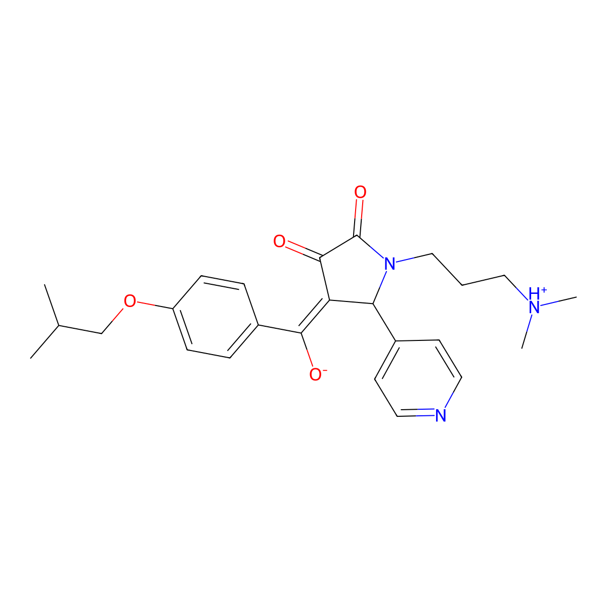 1-[3-(dimethylamino)propyl]-3-hydroxy-4-[4-(2-methylpropoxy)benzoyl]-5-(pyridin-4-yl)-2,5-dihydro-1H-pyrrol-2-one molecular structure, CAS 848278-87-5