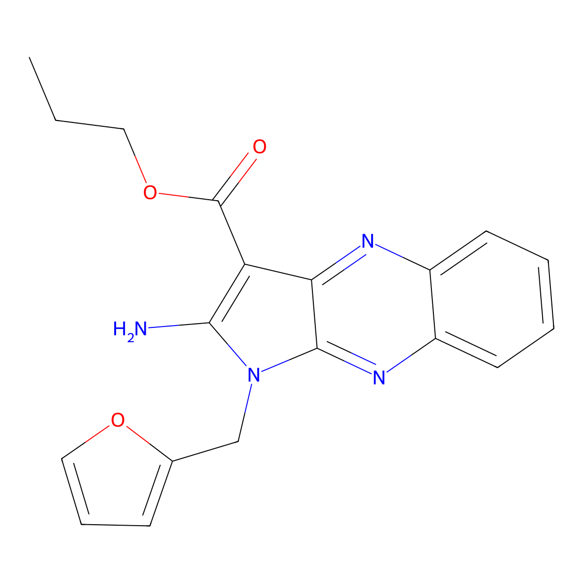 propyl 2-amino-1-(furan-2-ylmethyl)-1H-pyrrolo[2,3-b]quinoxaline-3-carboxylate molecular structure, CAS 848279-15-2