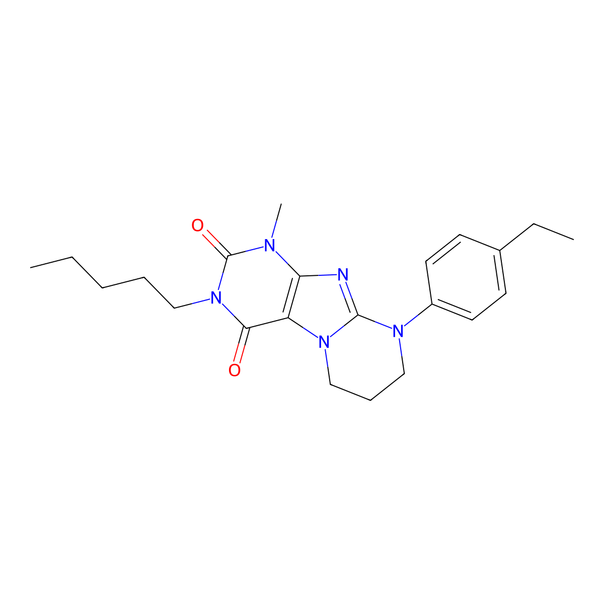 9-(4-ethylphenyl)-1-methyl-3-pentyl-7,8-dihydro-6H-purino[7,8-a]pyrimidine-2,4-dione molecular structure, CAS 848279-32-3