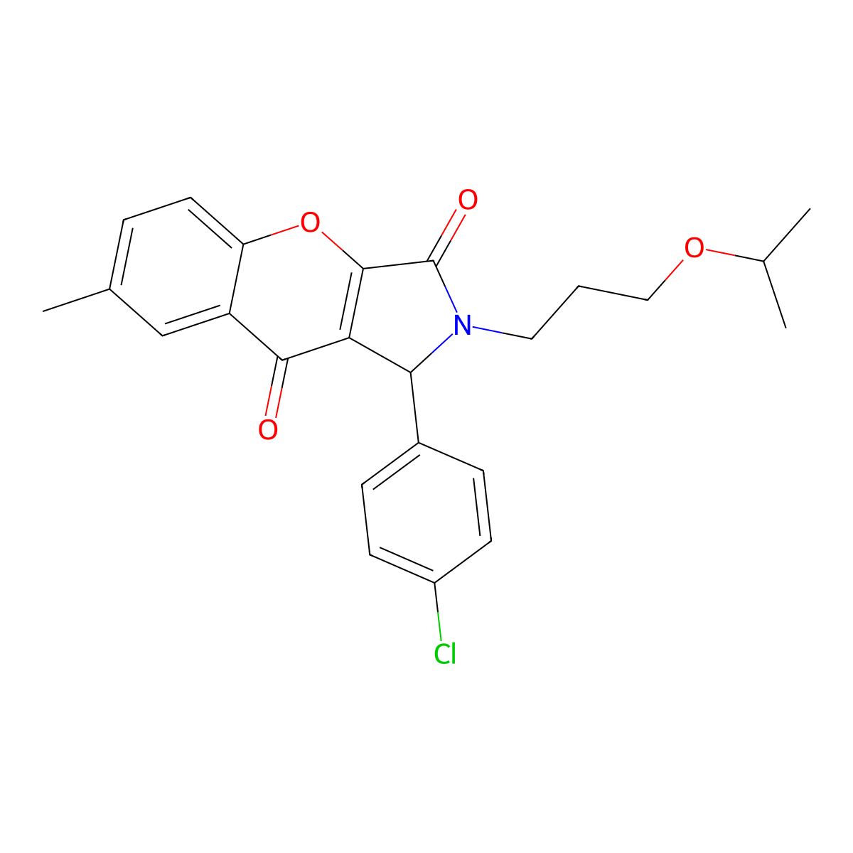 1-(4-Chlorophenyl)-2-(3-isopropoxypropyl)-7-methyl-1,2-dihydrochromeno[2,3-c]pyrrole-3,9-dione molecular structure, CAS 848279-90-3