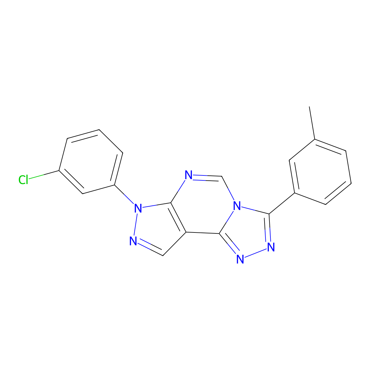 7-(3-chlorophenyl)-3-(3-methylphenyl)-7H-pyrazolo[4,3-e][1,2,4]triazolo[4,3-c]pyrimidine molecular structure, CAS 848280-25-1