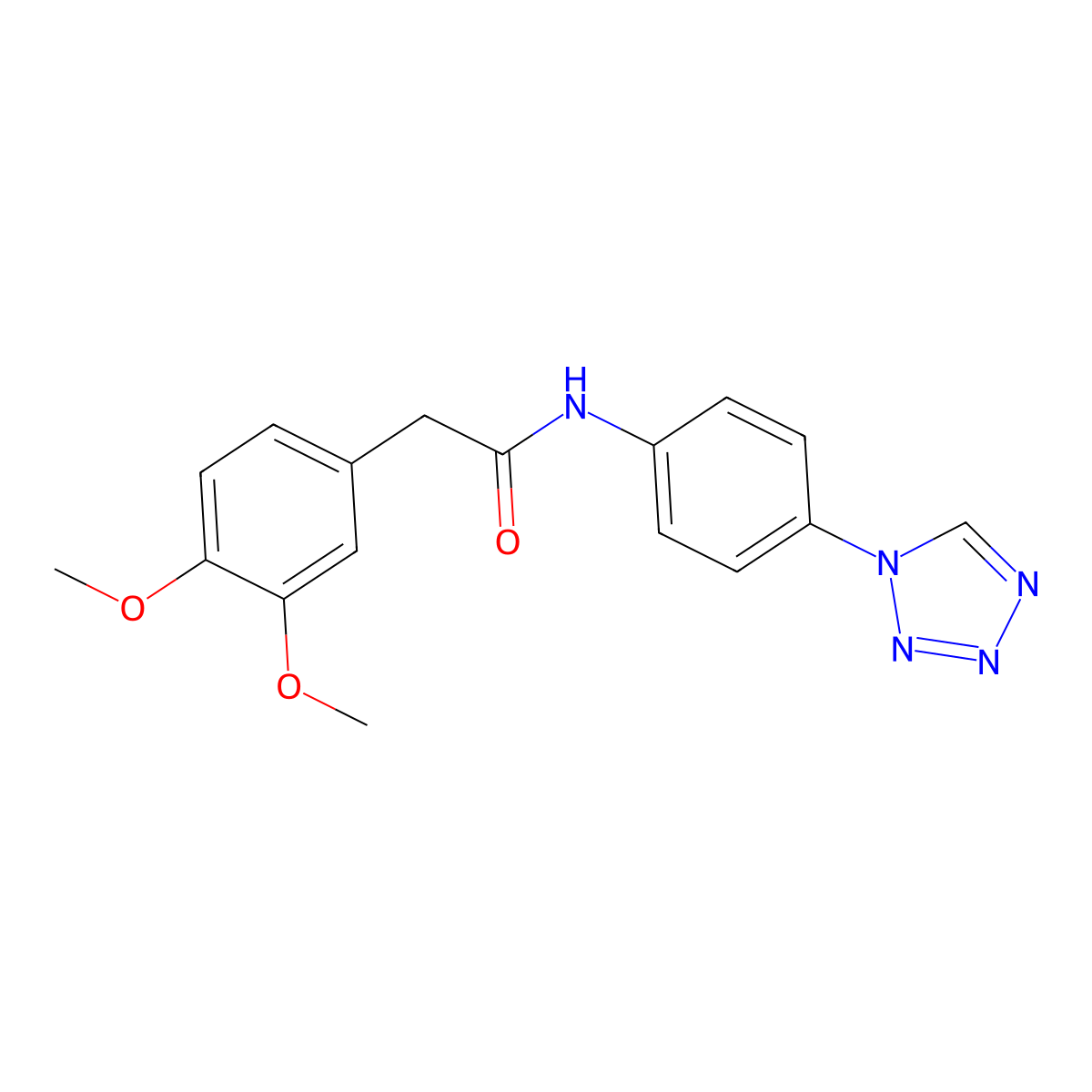 2-(3,4-dimethoxyphenyl)-N-[4-(1H-tetrazol-1-yl)phenyl]acetamide molecular structure, CAS 848286-06-6