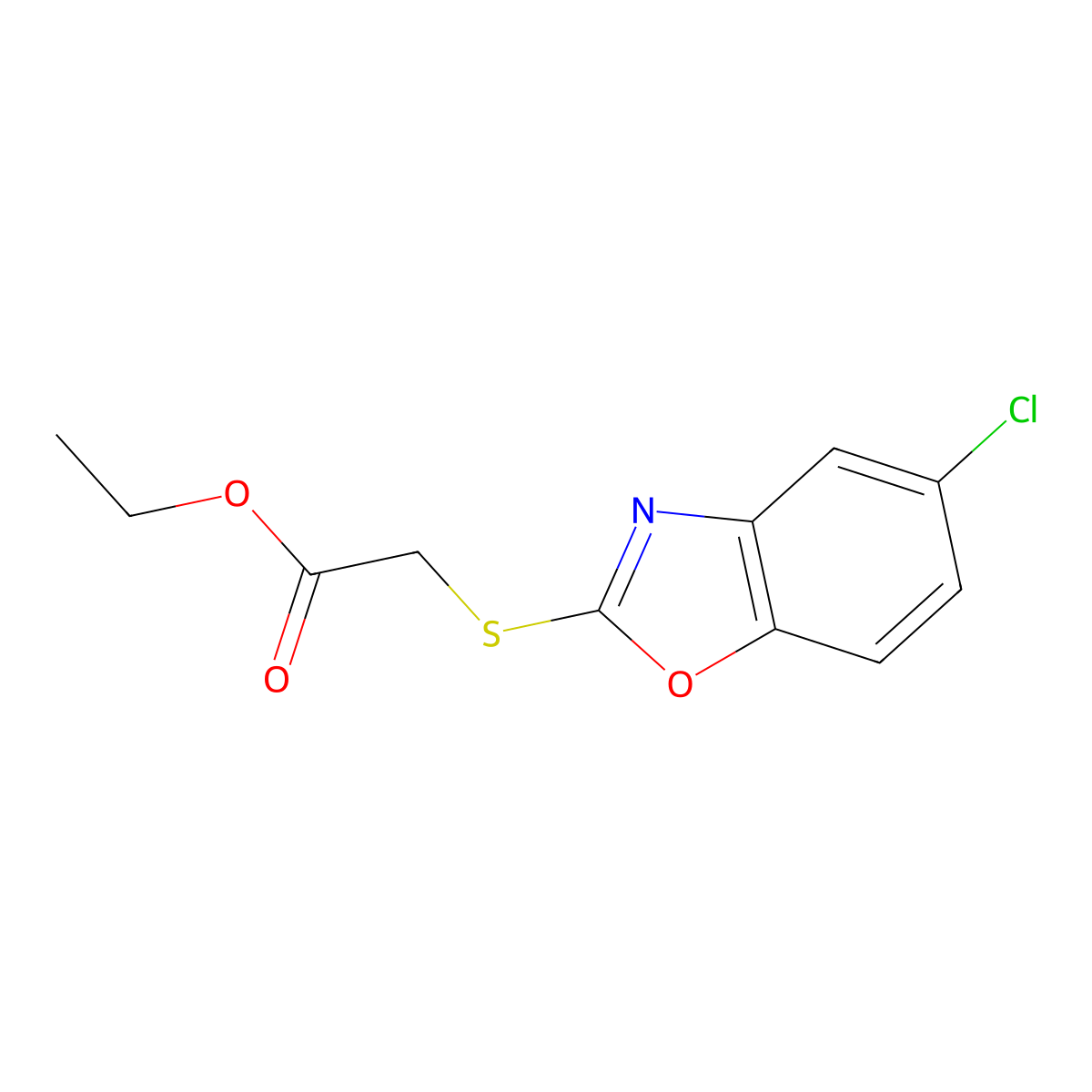 Ethyl [(5-chloro-1,3-benzoxazol-2-yl)thio]acetate molecular structure, CAS 84829-54-9