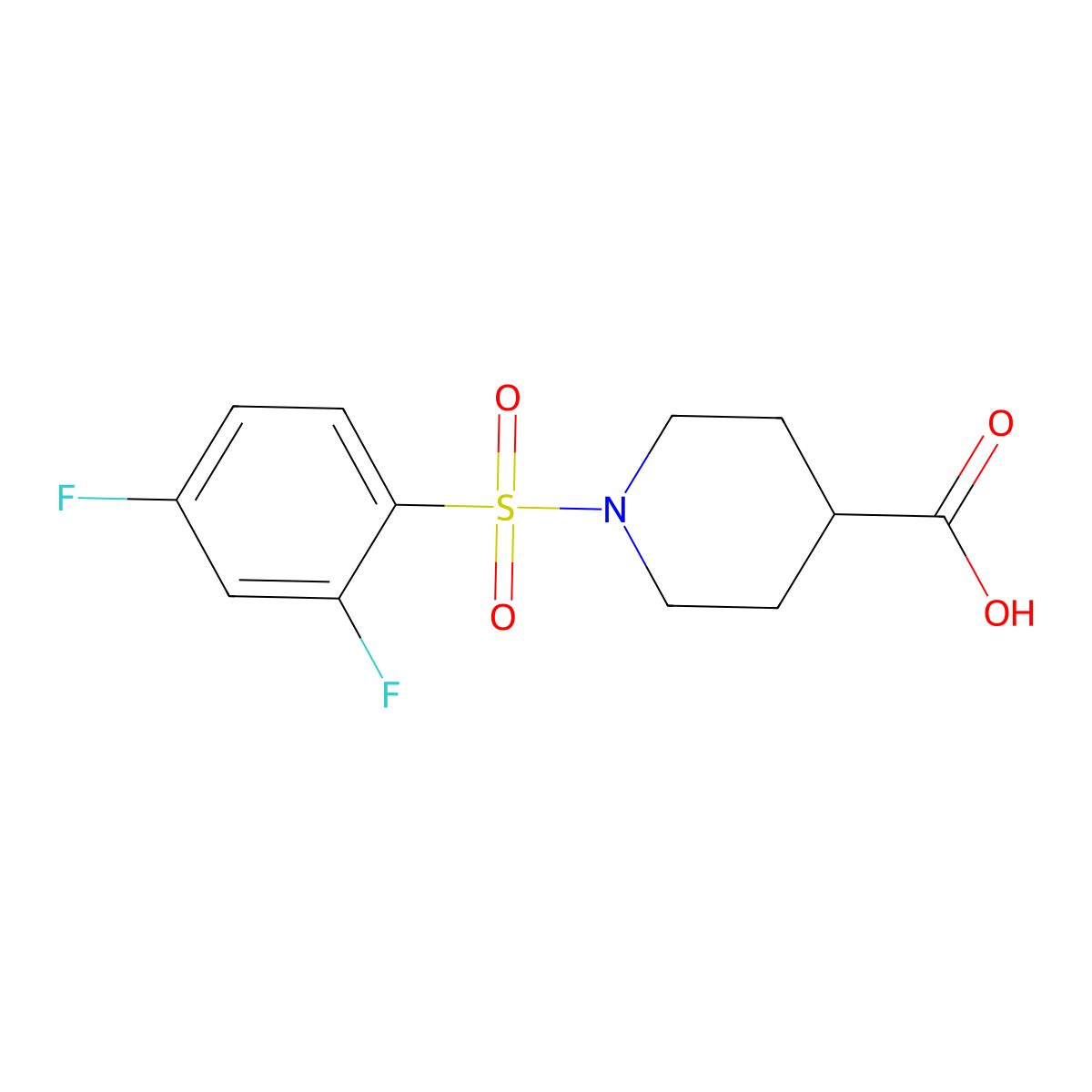 1-(2,4-Difluorobenzenesulfonyl)piperidine-4-carboxylic acid molecular structure, CAS 848290-17-5