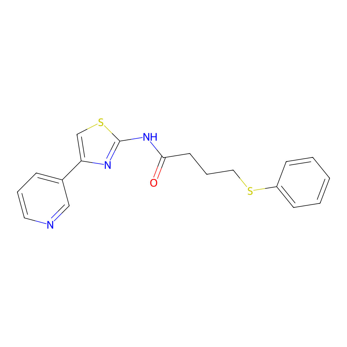 4-(phenylthio)-N-(4-(pyridin-3-yl)thiazol-2-yl)butanamide molecular structure, CAS 848298-36-2
