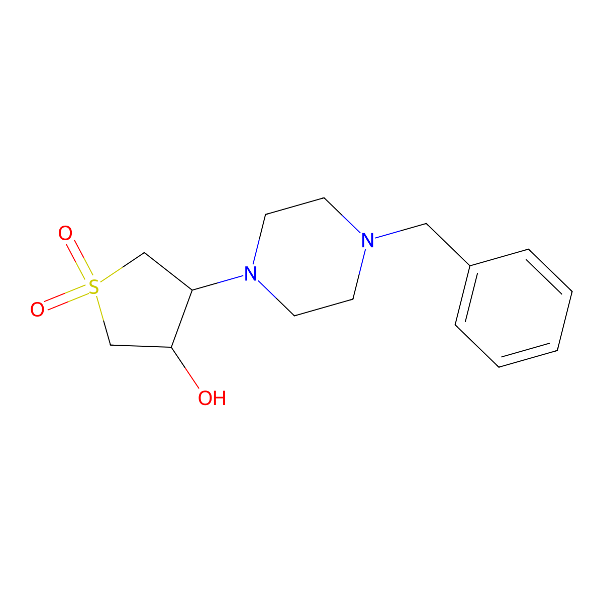 4-(4-Benzylpiperazin-1-yl)-1,1-dioxothiolan-3-ol molecular structure, CAS 848299-59-2