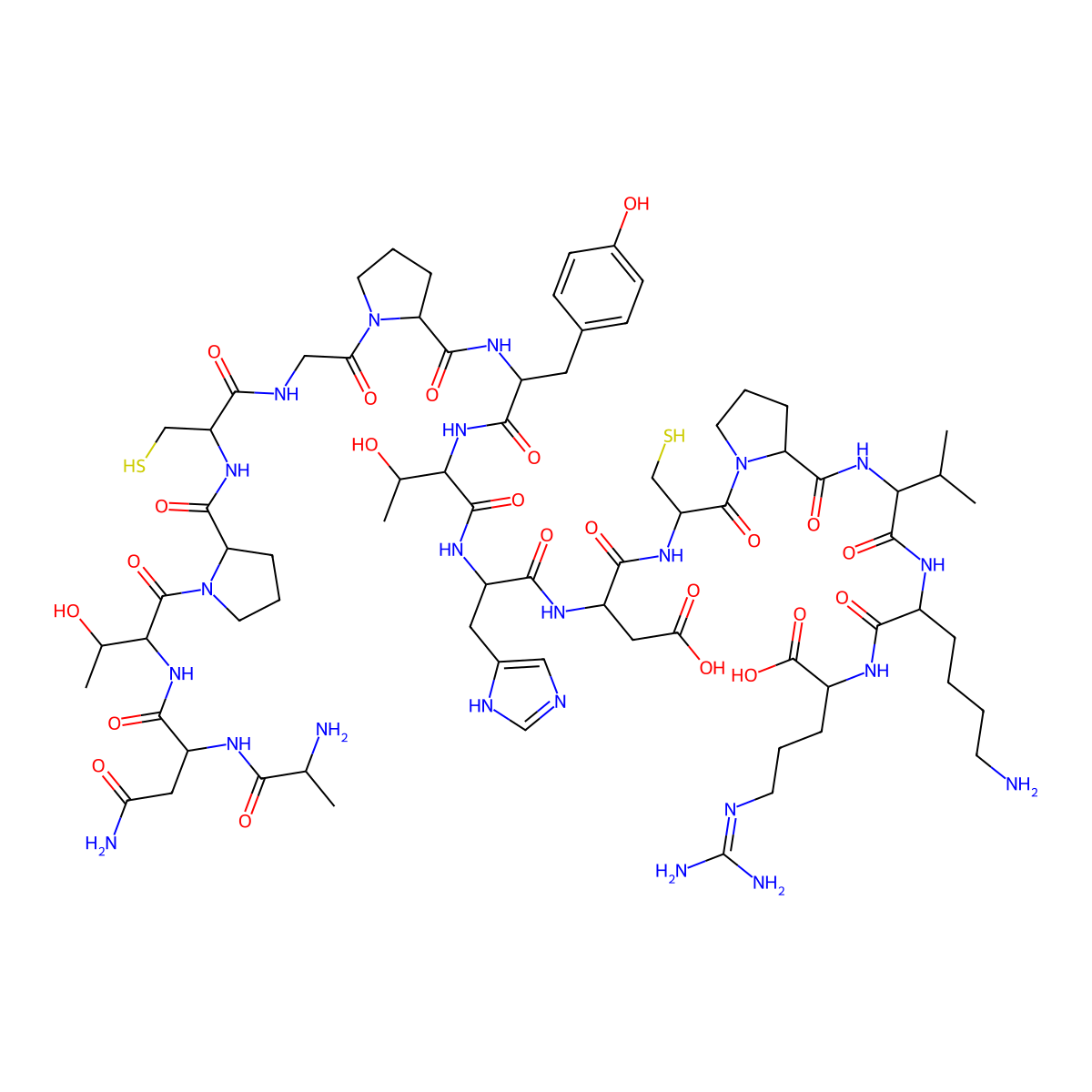 H-DL-Ala-DL-Asn-DL-xiThr-DL-Pro-DL-Cys-Gly-DL-Pro-DL-Tyr-DL-xiThr-DL-His-DL-Asp-DL-Cys-DL-Pro-DL-Val-DL-Lys-DL-Arg-OH molecular structure, CAS 848301-94-0